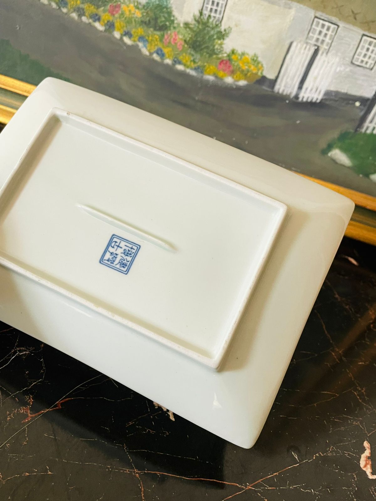 Set of 2 Hand-Painted Rectangular trays with Rooster Design – Asian Porcelain Tableware