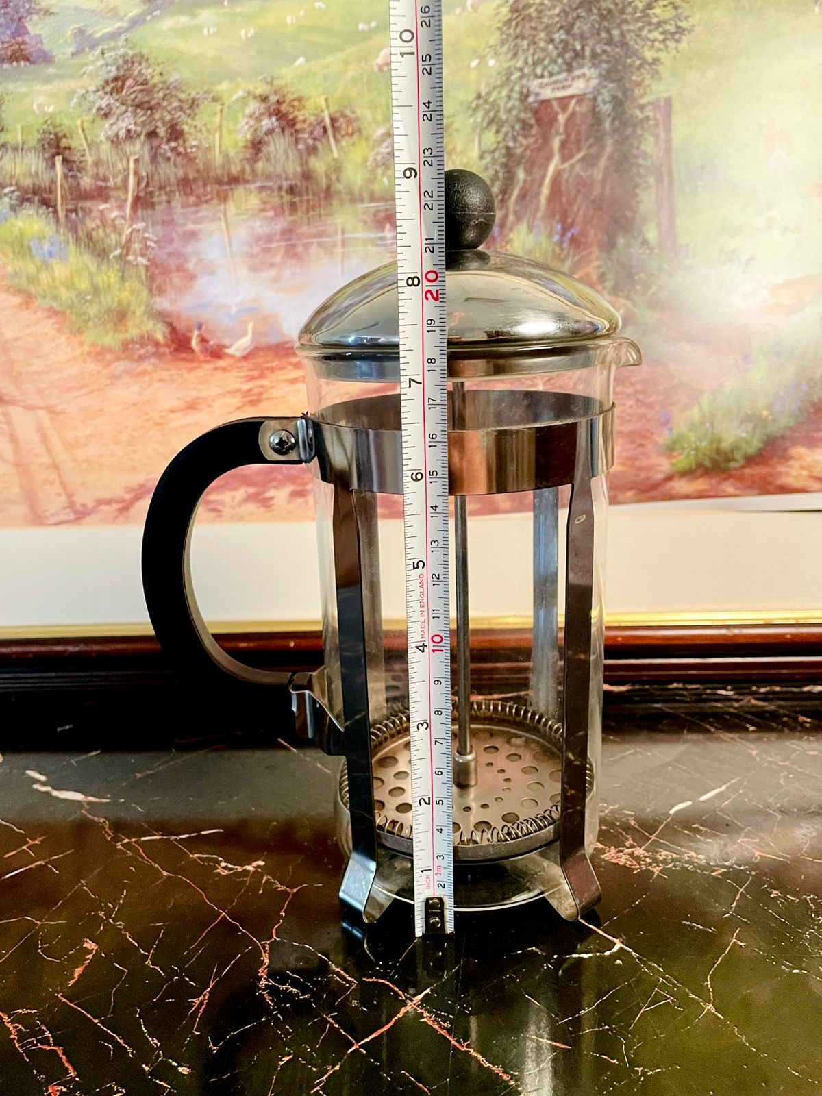 French Press Coffee Maker – Glass & Stainless Steel Plunger (Airtight Filter, 1 Liter Capacity)