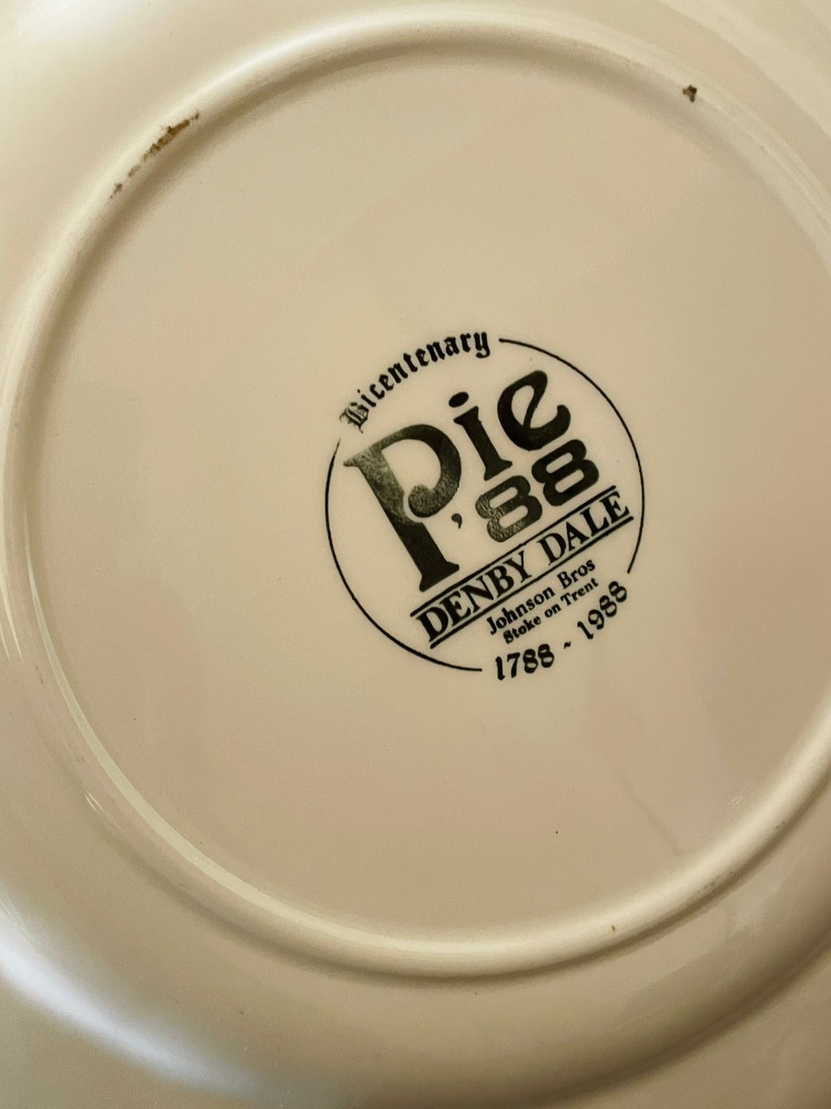 Denby Dale Bicentenary Pie Commemorative Plate – 3rd September 1988 – Blue & White Souvenir