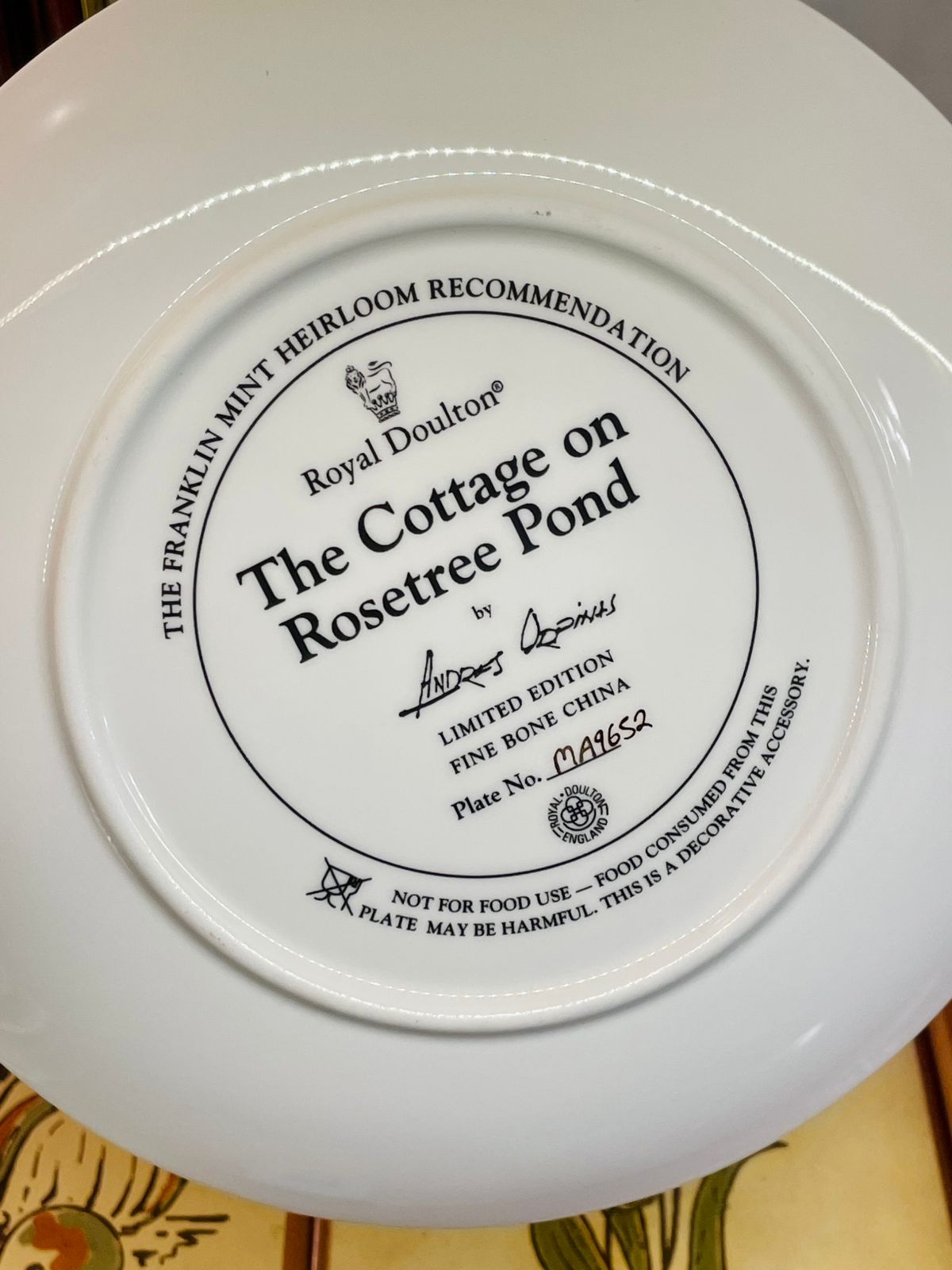 Royal Doulton Collectors Plate – The Cottage on Rosetree Pond