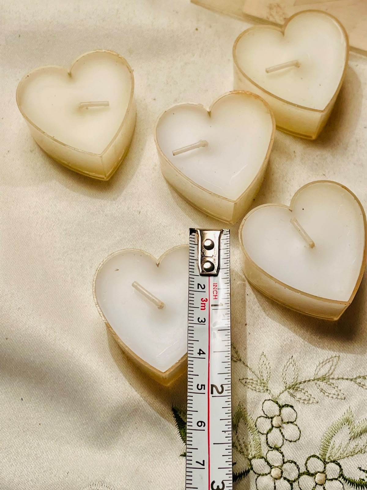 TJM White Heart Shaped Scented Tea Light Candles Set of 5