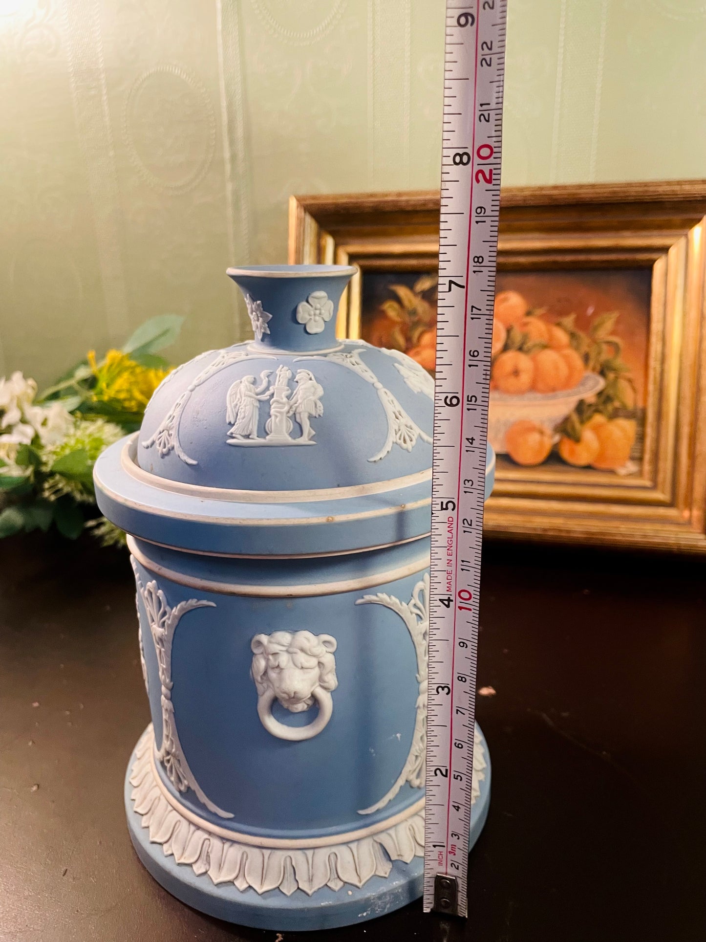 Antique Large Wedgwood Blue Jasperware Lidded Jar – 18 cm