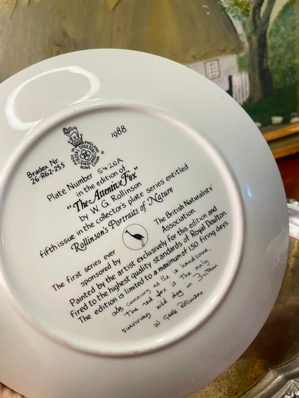 Royal Doulton “Fox” Collector Plate – 8.5in Wildlife Decor