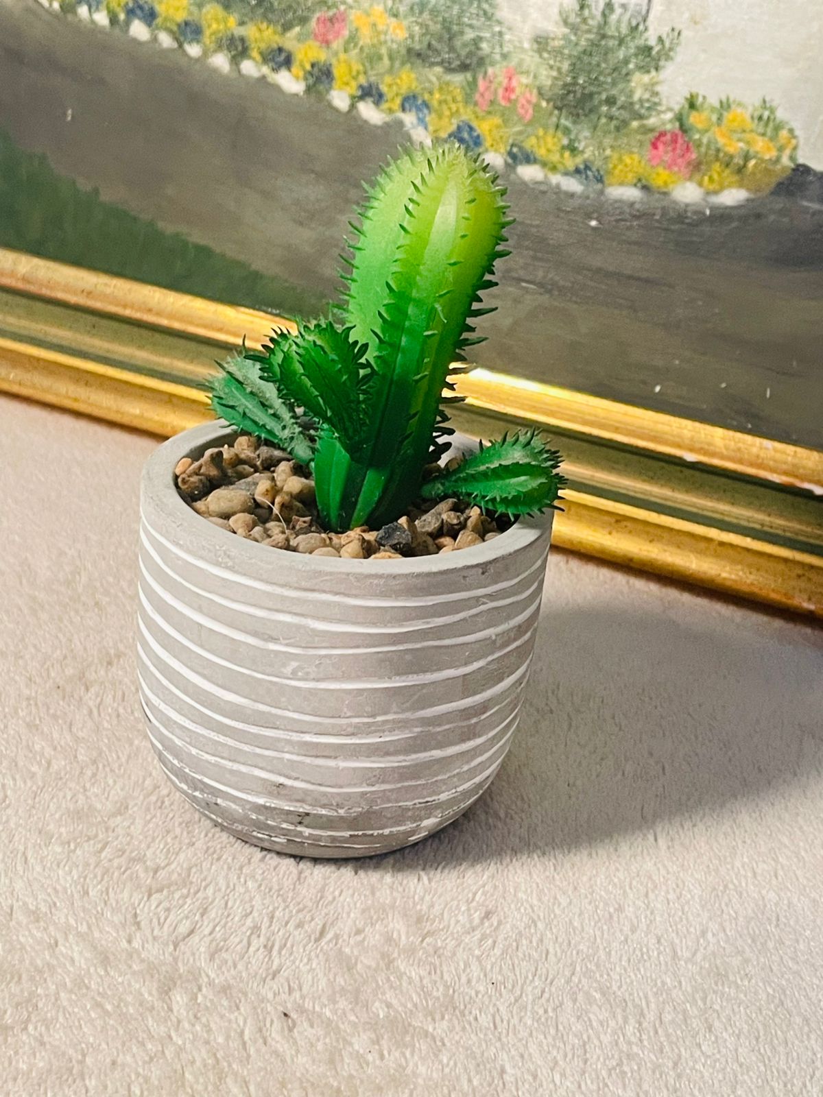 Ceramic Artificial Cactus Succulent Planter – Faux Plant in Pot – Home or Office Decor