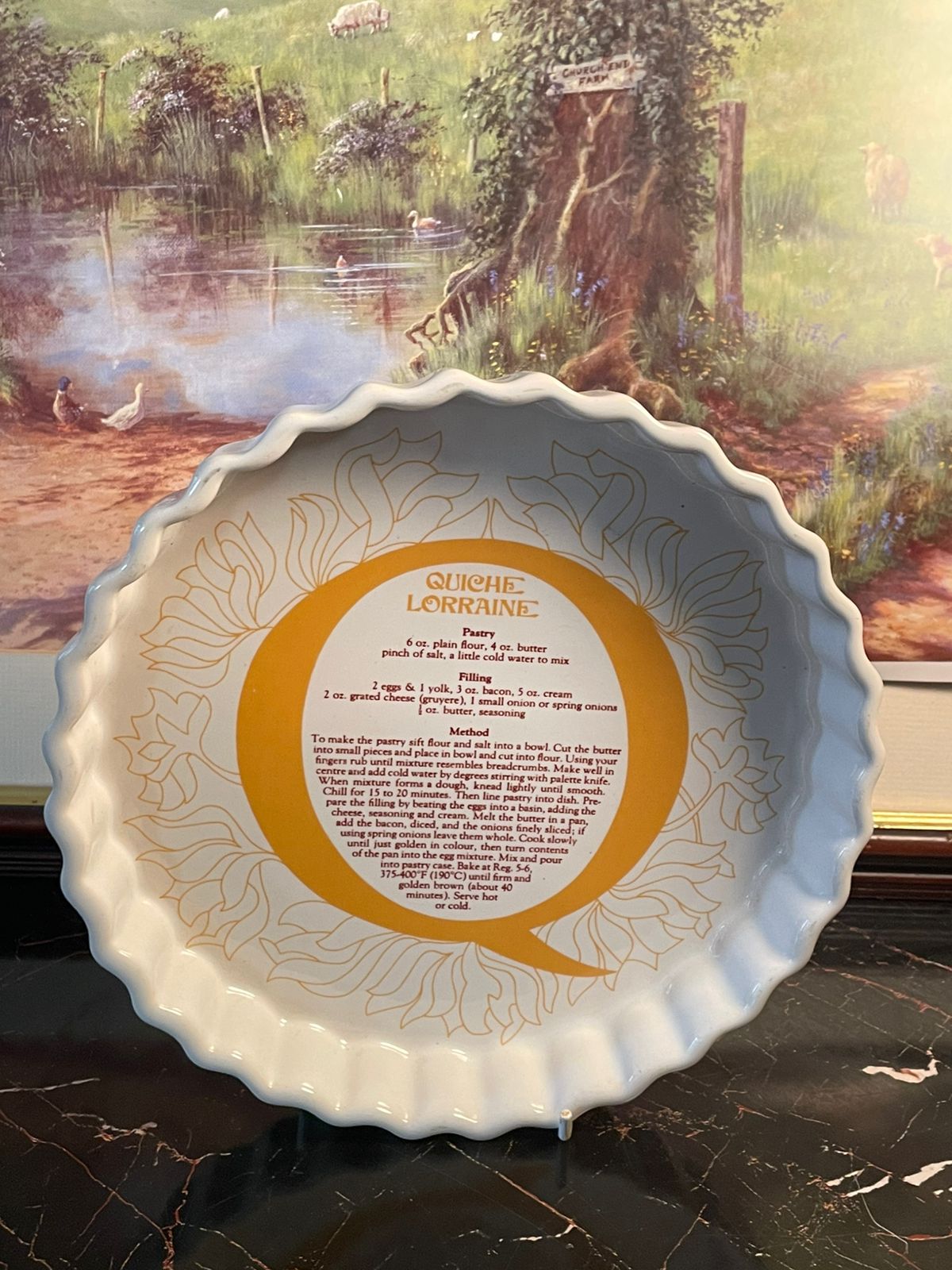 Vintage Quiche Lorraine Recipe Pie Dish – England