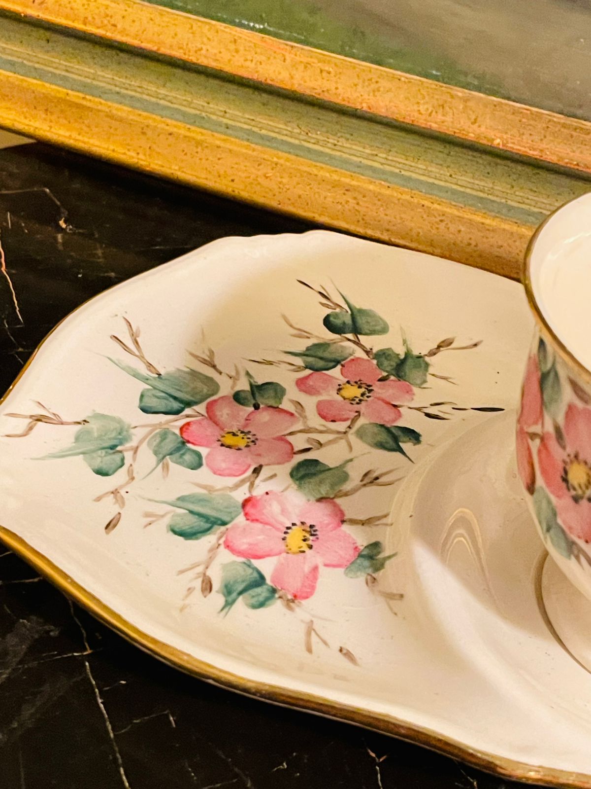 Royal Vale Vintage Footed Tea Cup and Plate – Floral Motif Bone China England