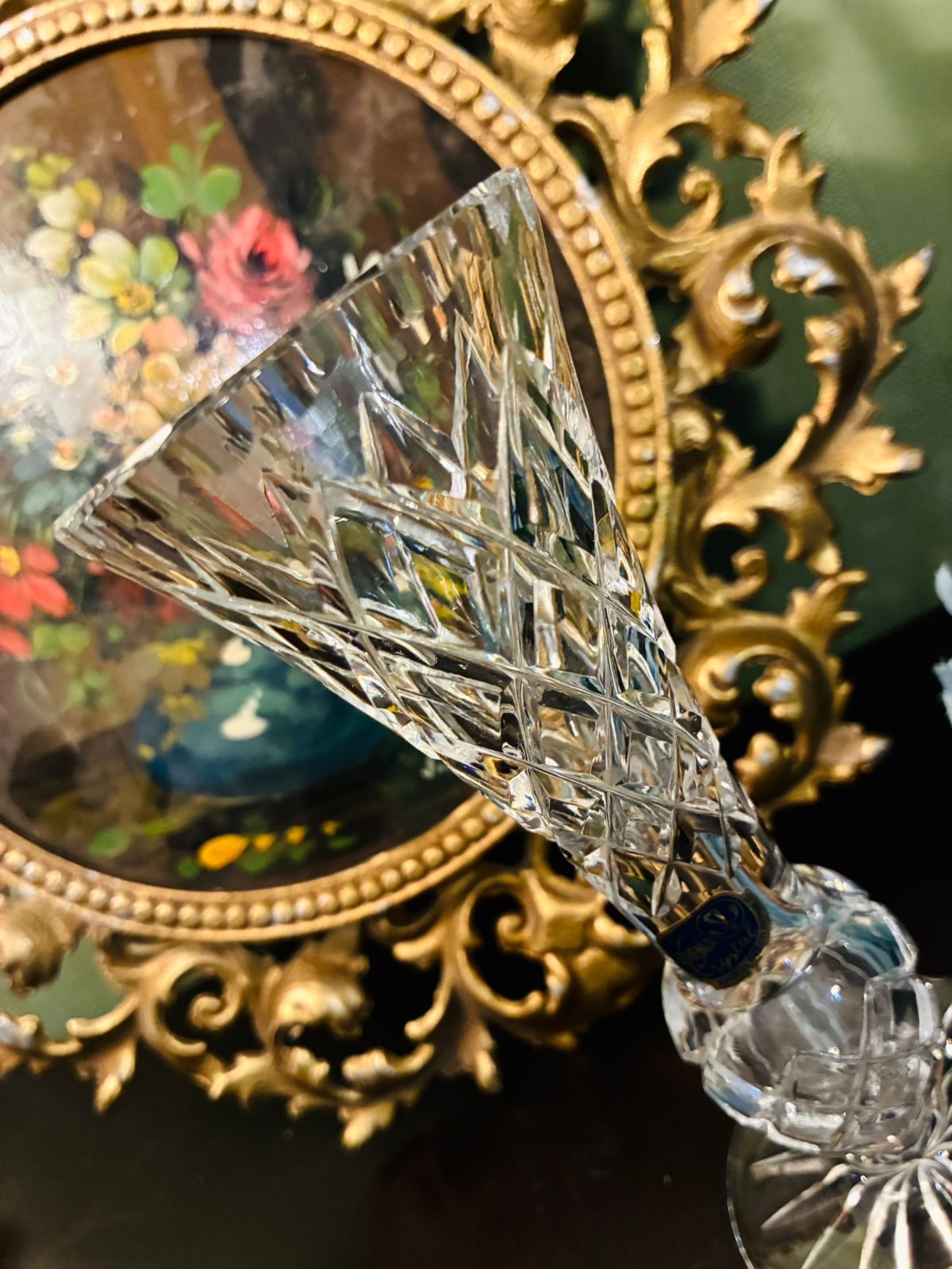 Bohemia Crystal Tall Cut Crystal Footed Vase