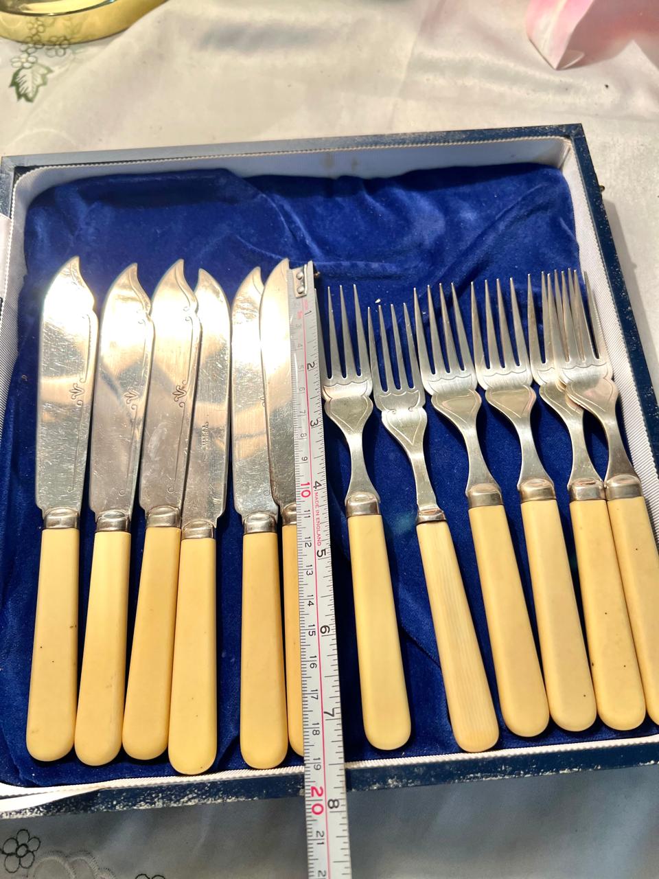 Vintage Silver Cream Handle Fish Knife & Fork Cutlery Set – 12 Pcs