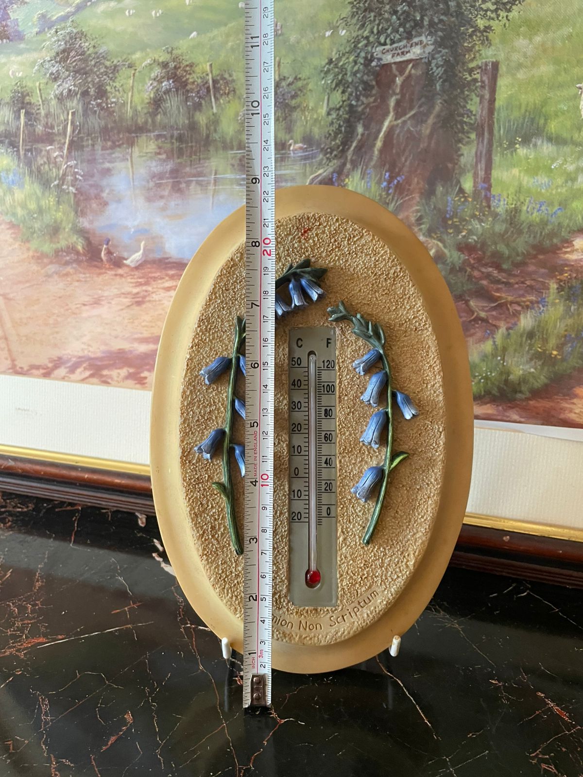 Victorian Wooden Wall Plaque with Thermometer & Floral Design – Home Obsession