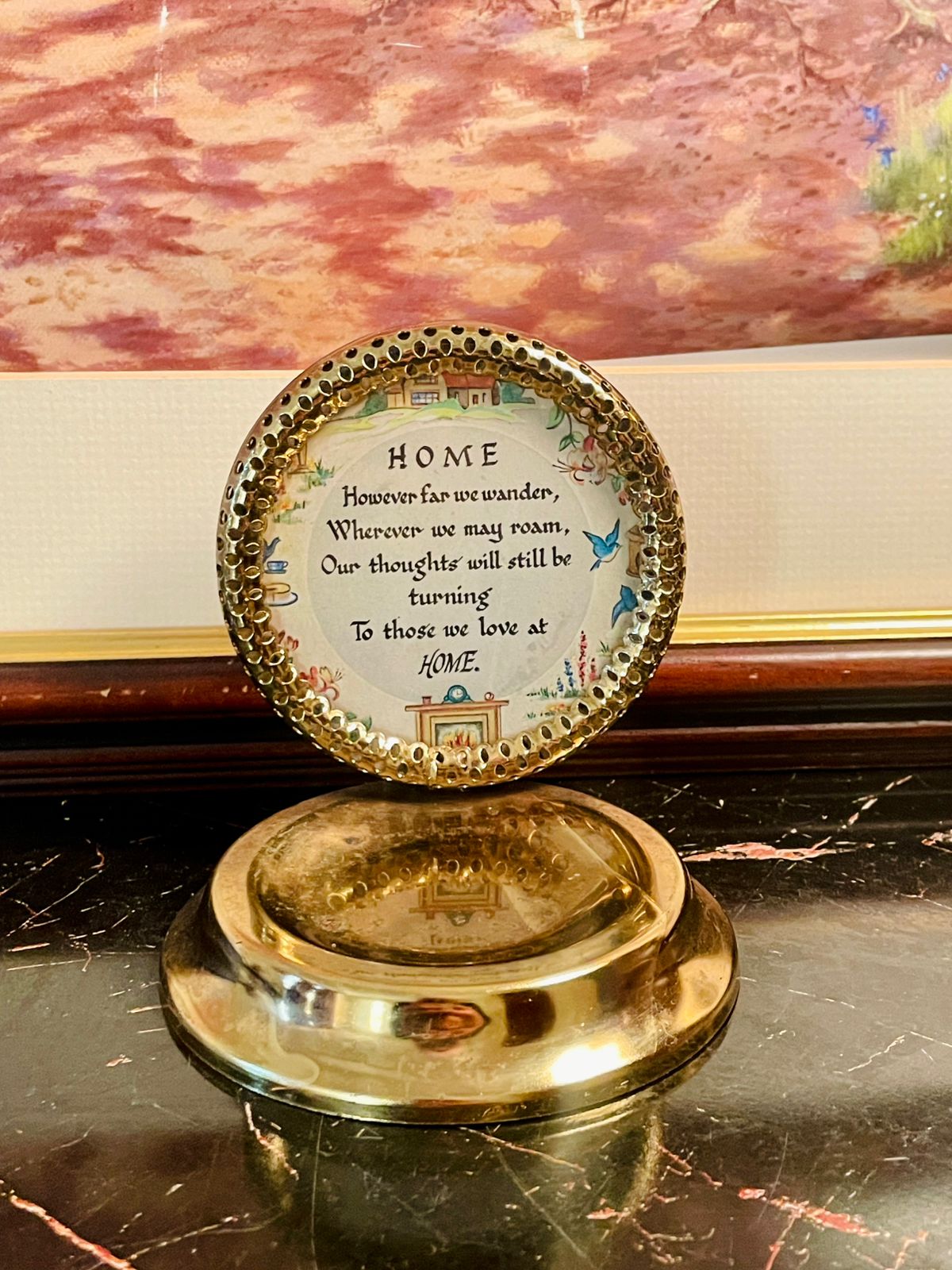 Vintage Brass Plaque
Home Poem Decor
Sentimental Verse Collectible
Mid-Century Brass Ornament
Tabletop Decorative Piece
Cottage Style Home Decor
Inspirational Quote Display
Retro Brass Souvenir