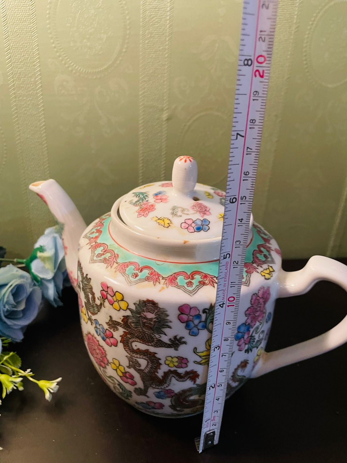 Vintage Chinese Dragon Porcelain Teapot