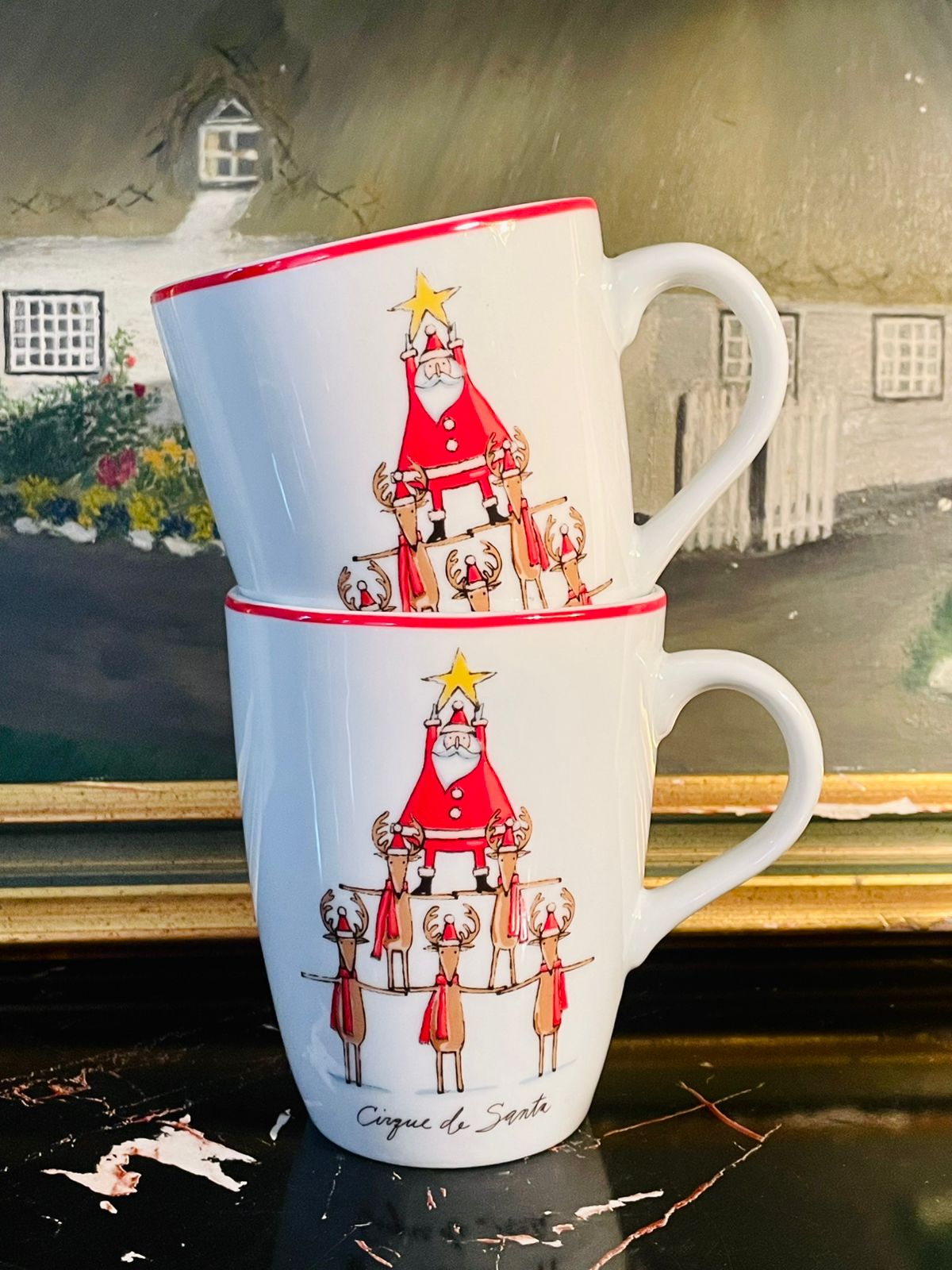 Christmas Santa Ceramic Mugs – Set of 2 – England