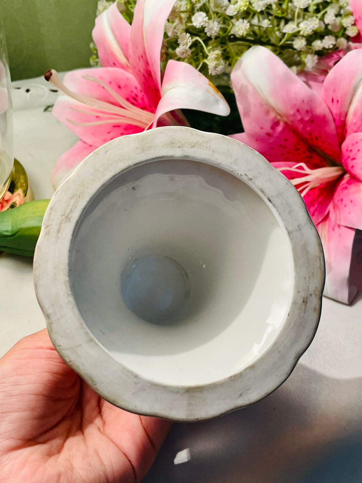Aynsley Fine Bone China Floral Candle Stand White 10cm
