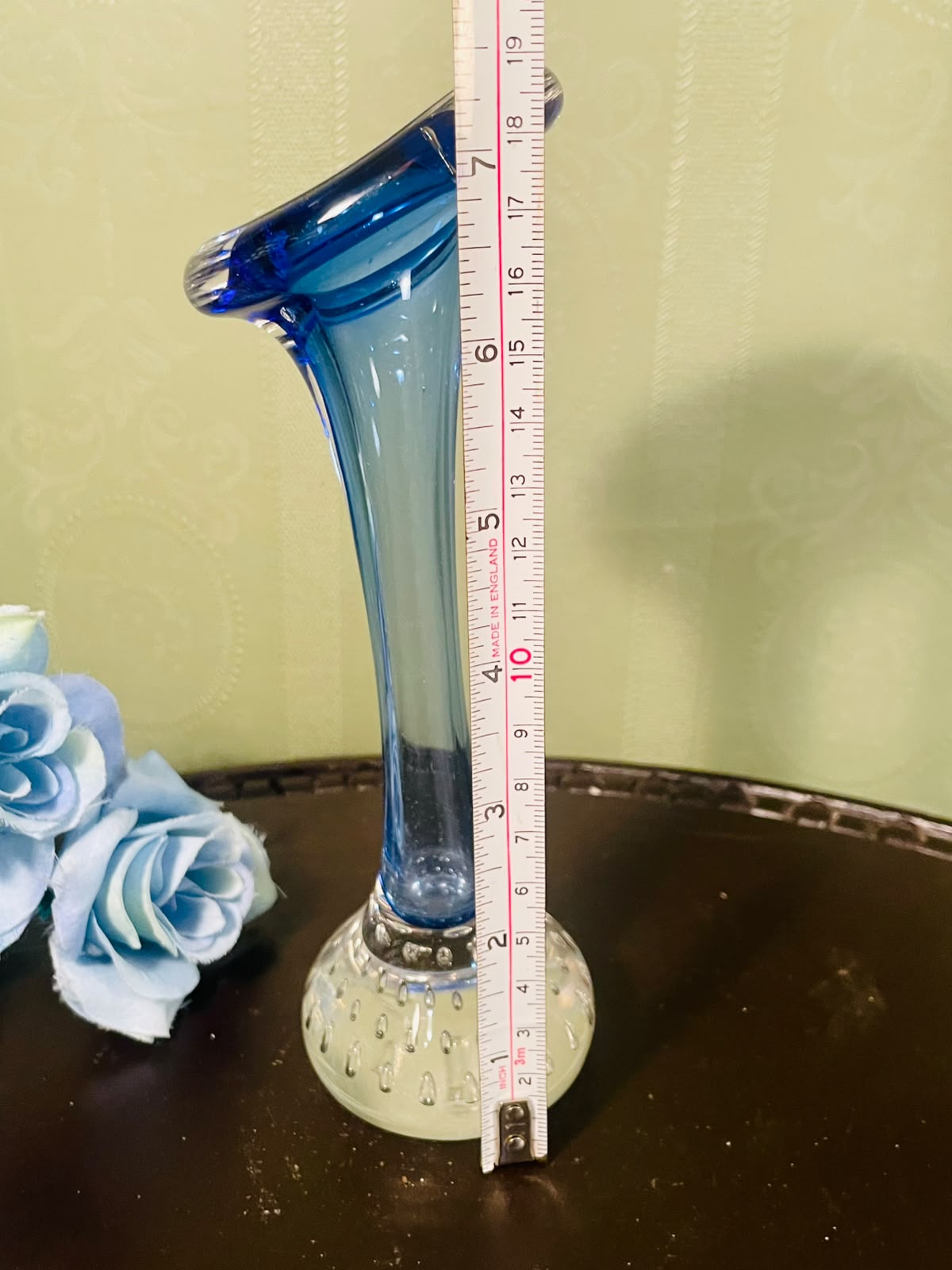 Vintage Blue Crystal Bud Vase – 7 Inch