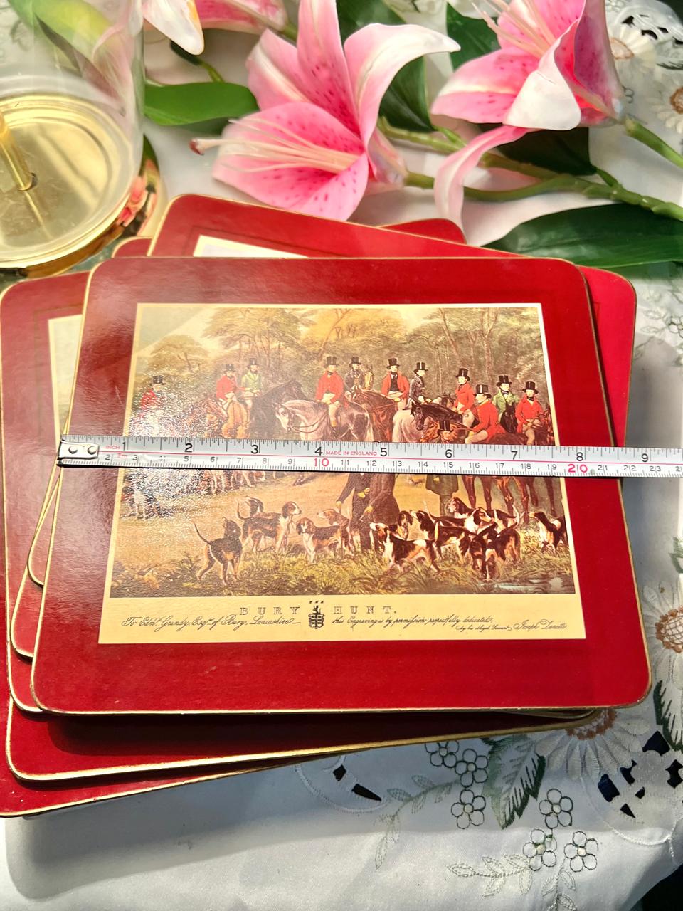 Vintage Bury Hunt Red Placemats 6-Piece Set 24 cm
