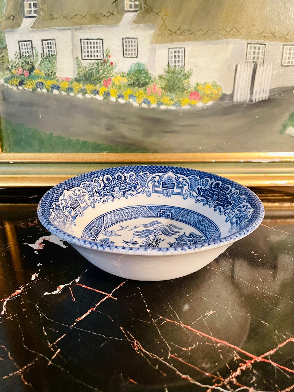 Churchill Blue Willow Deep Bowl, Soup Bowl – England