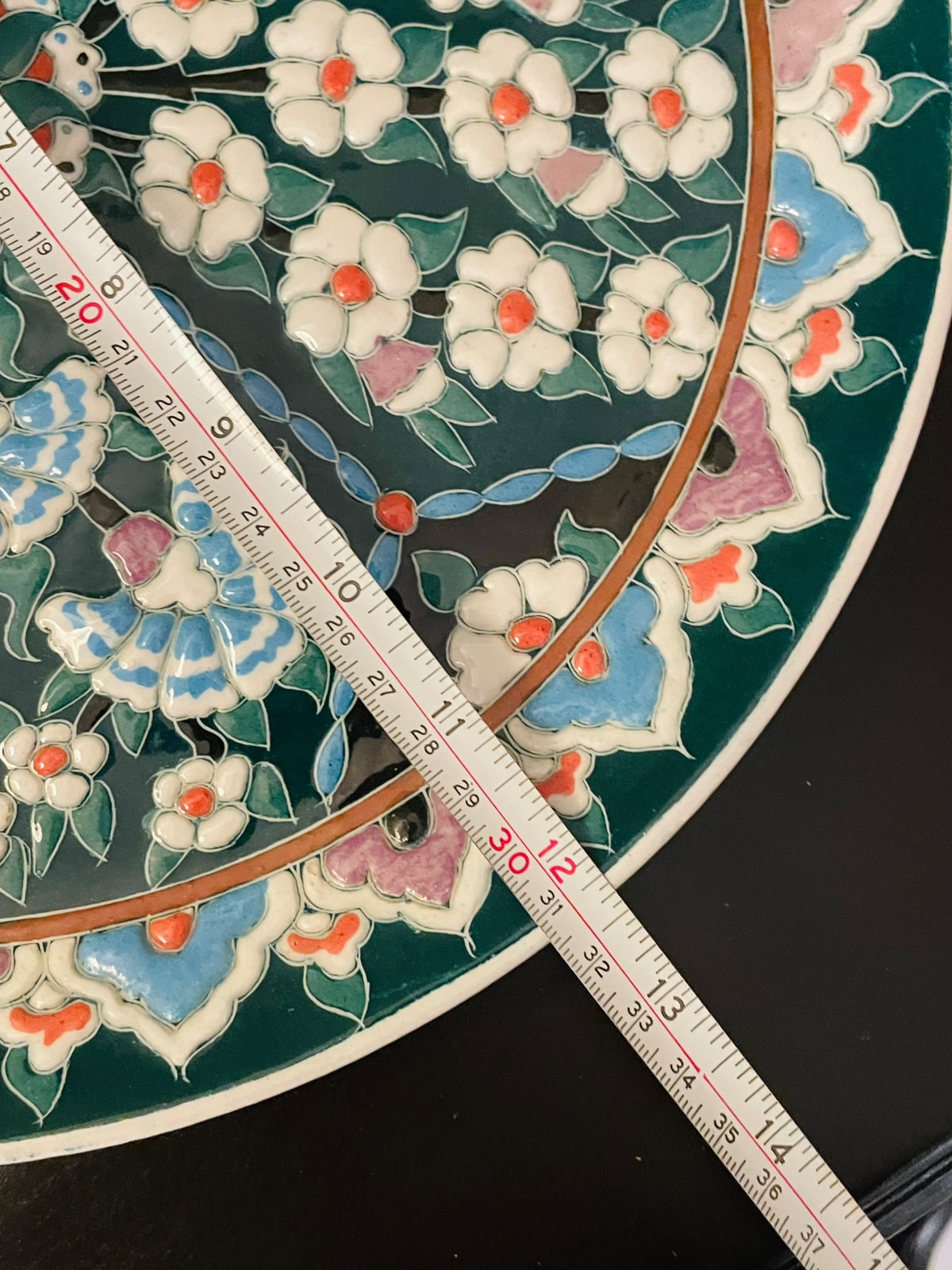 Hand Painted Turkish Kutahya Floral Plate 12 Inch Wall Decor