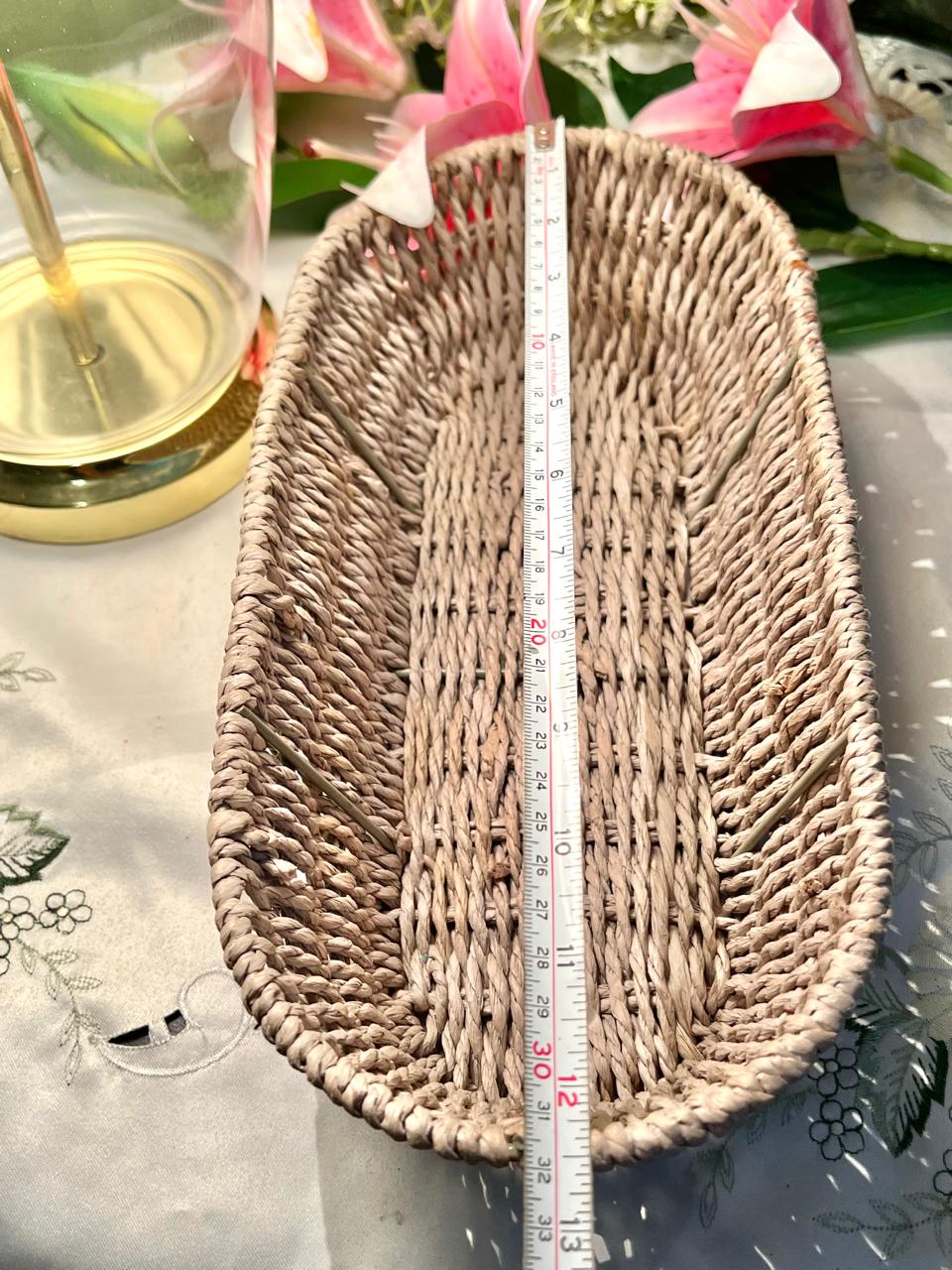Vintage Rectangular Woven Serving Basket Approx. 31 cm