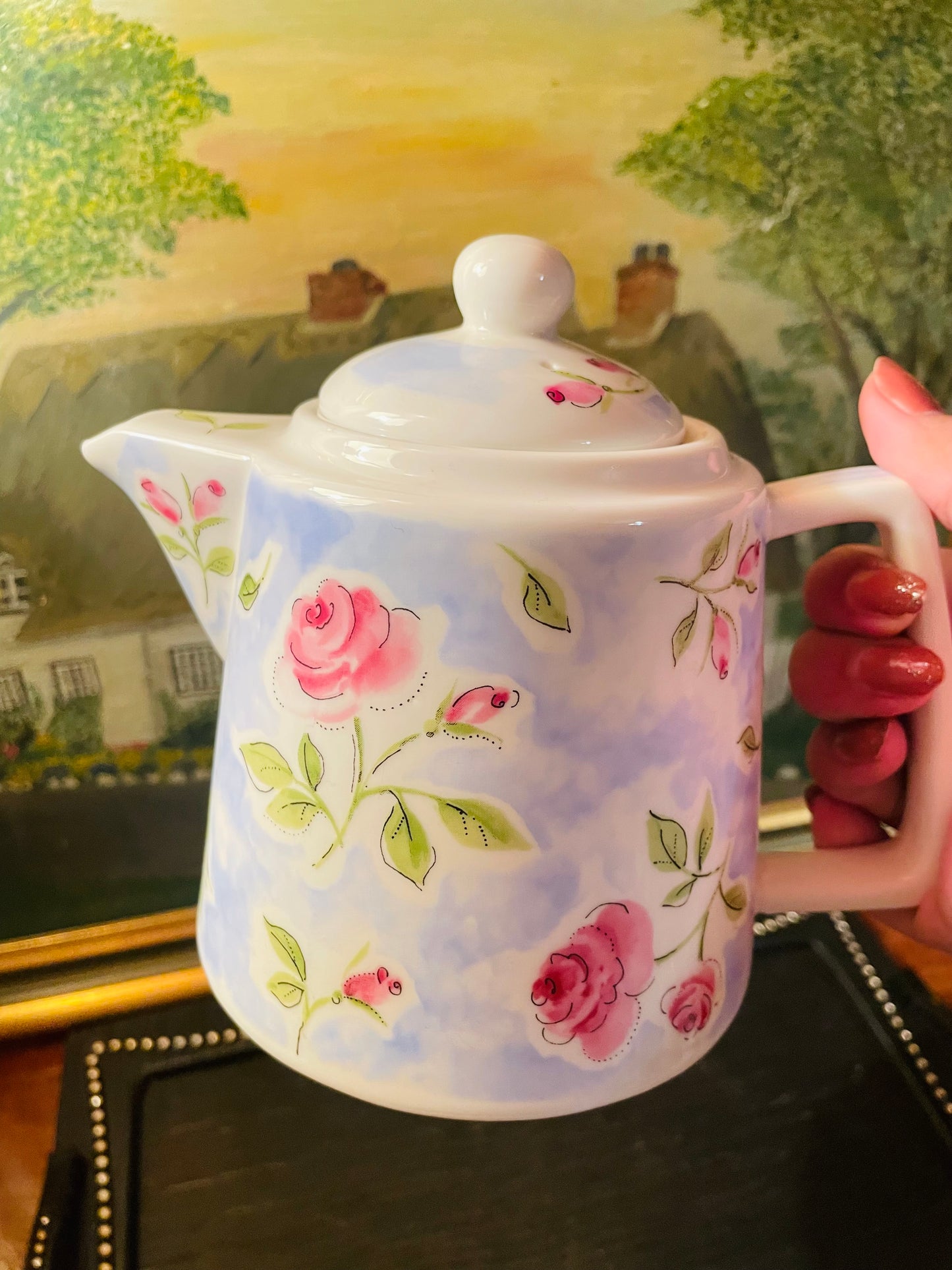 Floral Teapot, Kettle, Victorian Style, Porcelain
