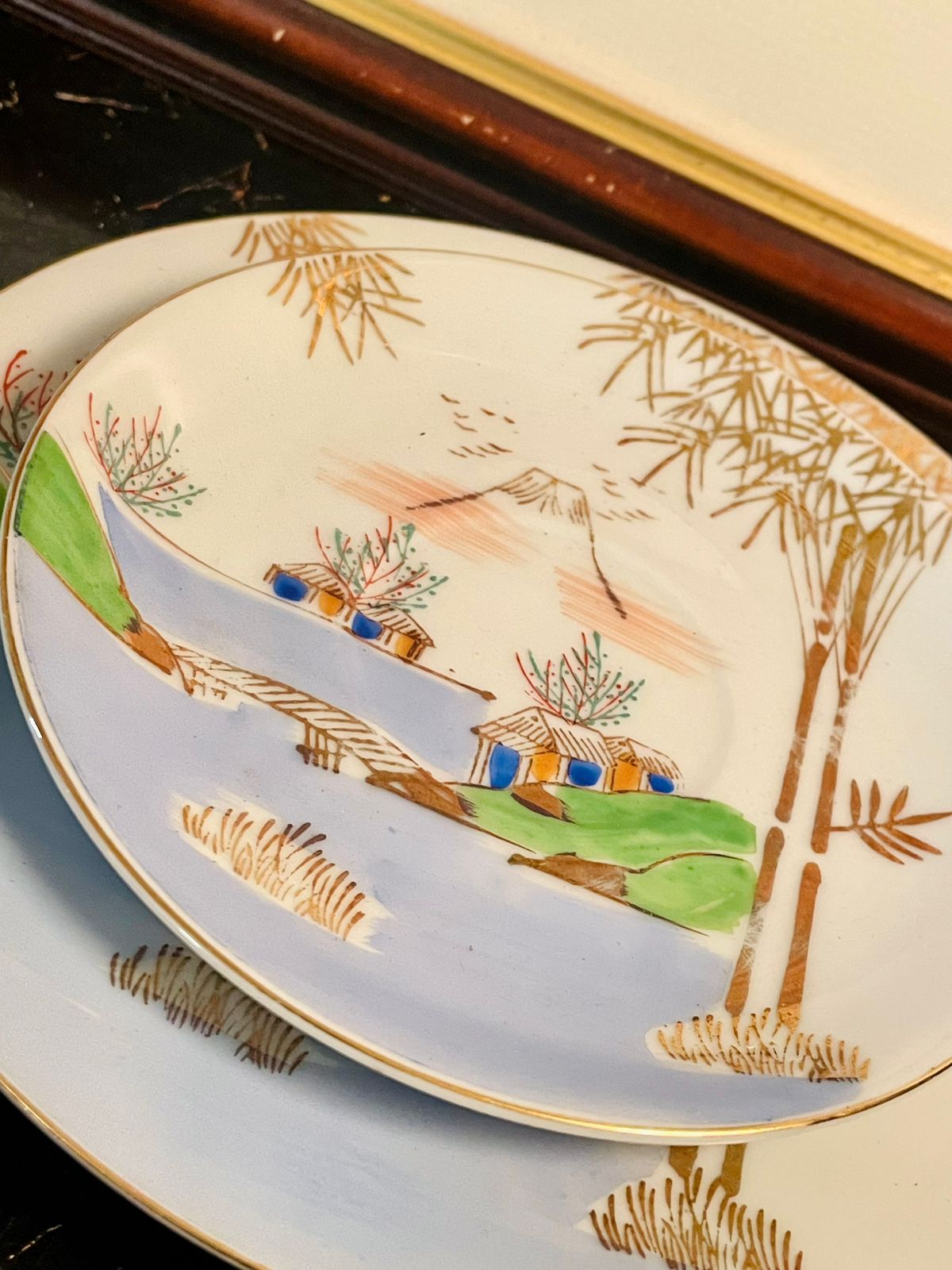 Vintage Hand-Painted Porcelain Tea Cup & Plate Set – Japan Style