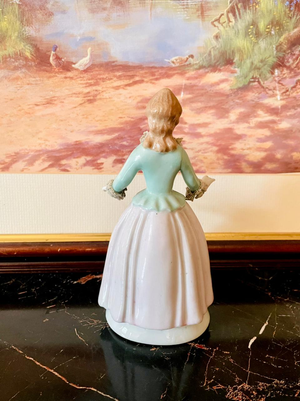 Vintage Porcelain Lady Figurine – Handcrafted with Lace Dress & Gold Trim