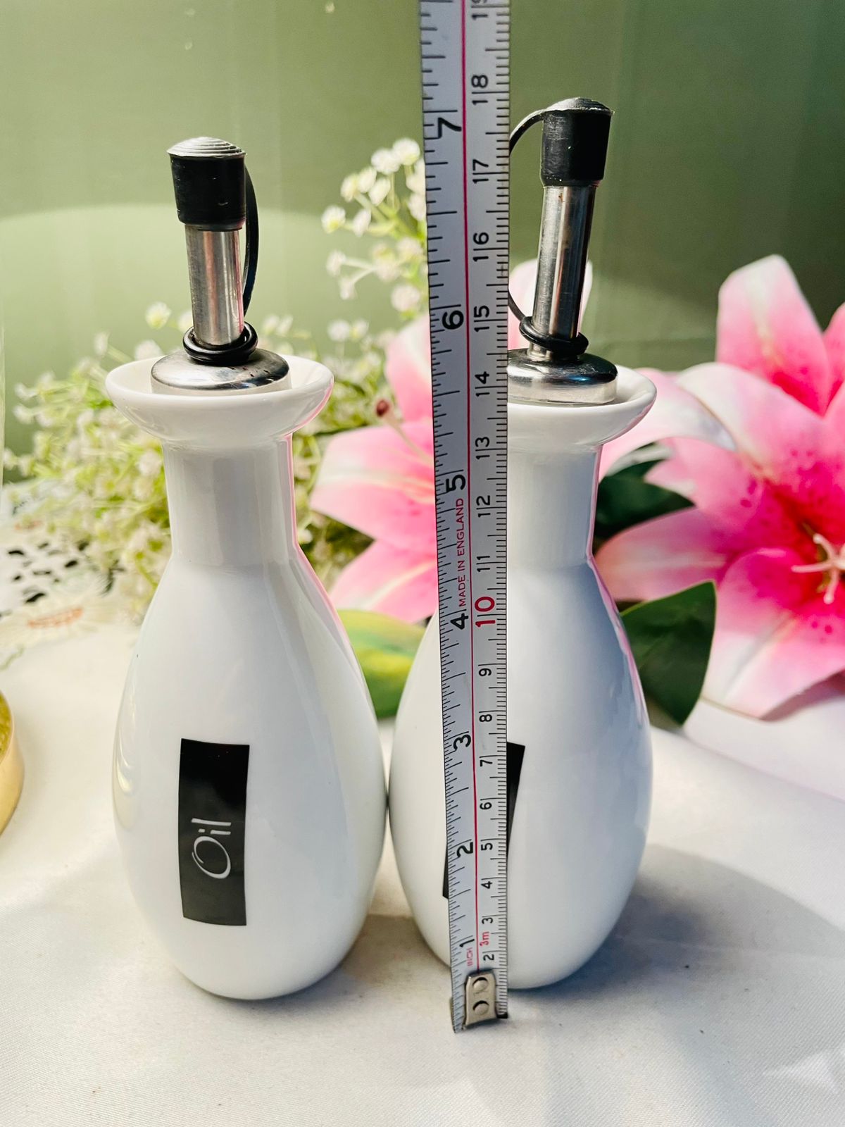 Oil & Vinegar Ceramic Pourer Set 2pc 7 in