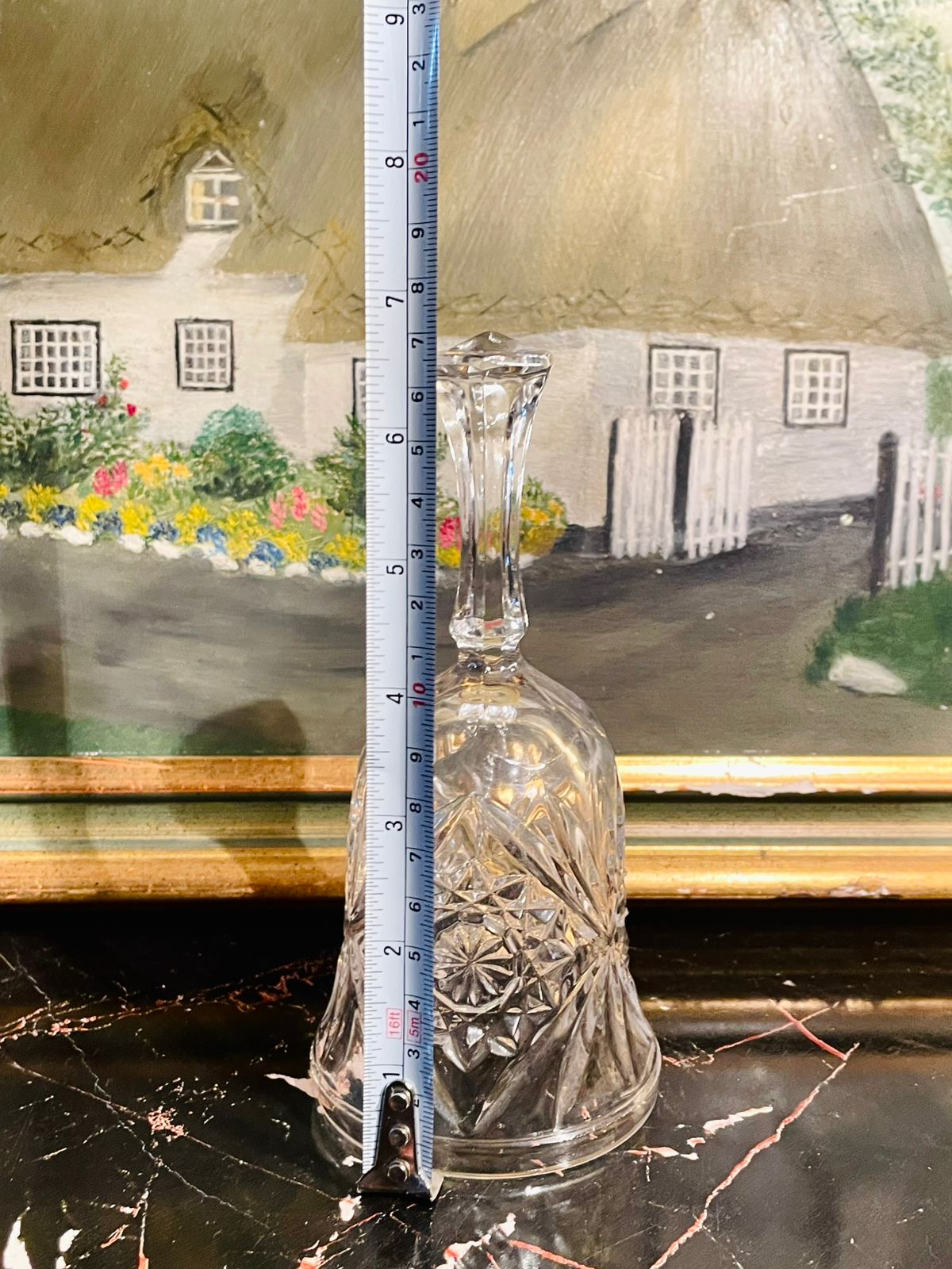 Vintage Crystal Cut Glass Hand Bell