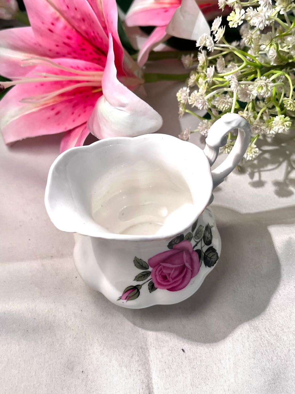 Staffordshire England Pink Rose Bone China Creamer Jug