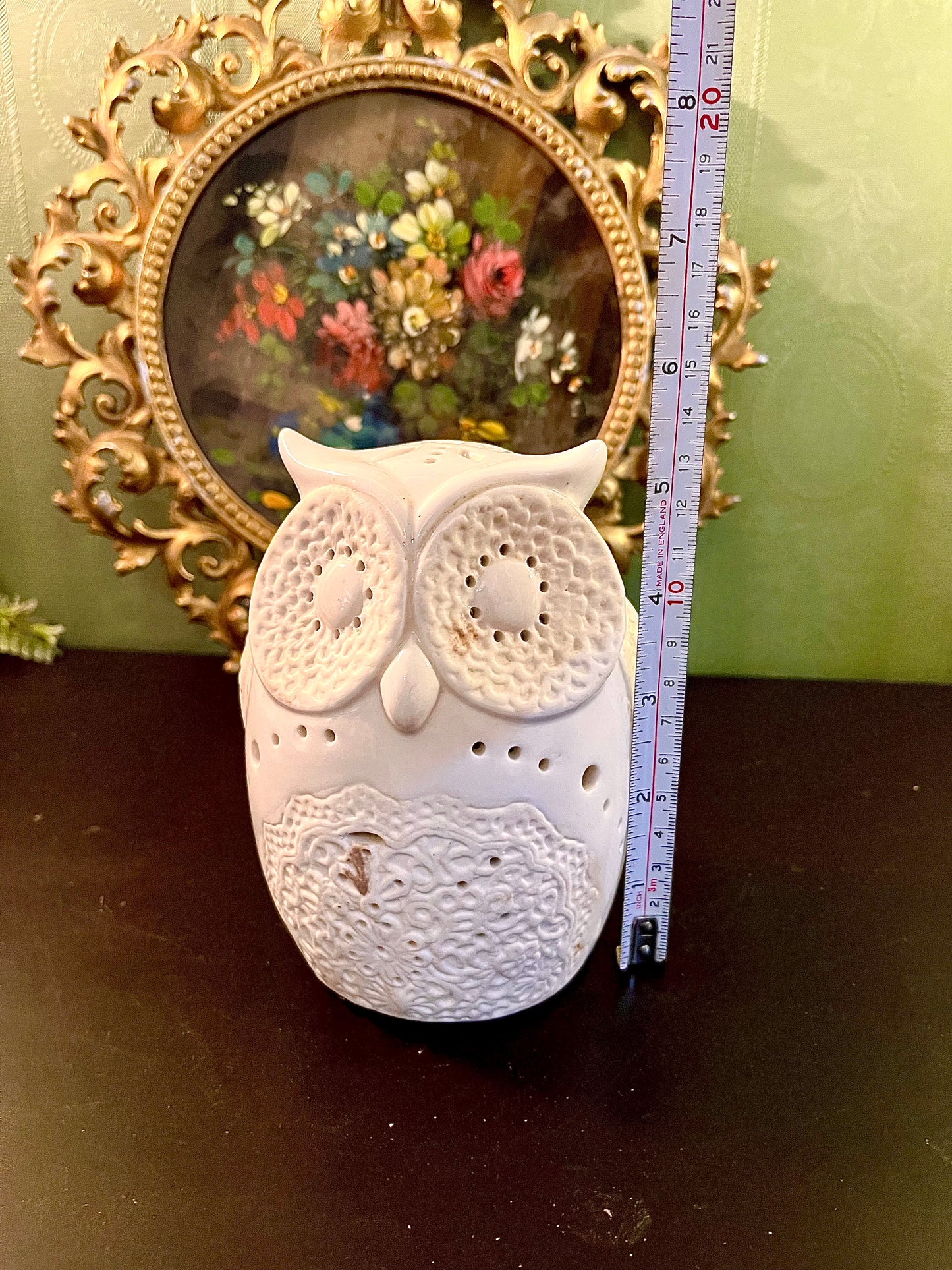 White Ceramic Owl Tealight Candle Holder