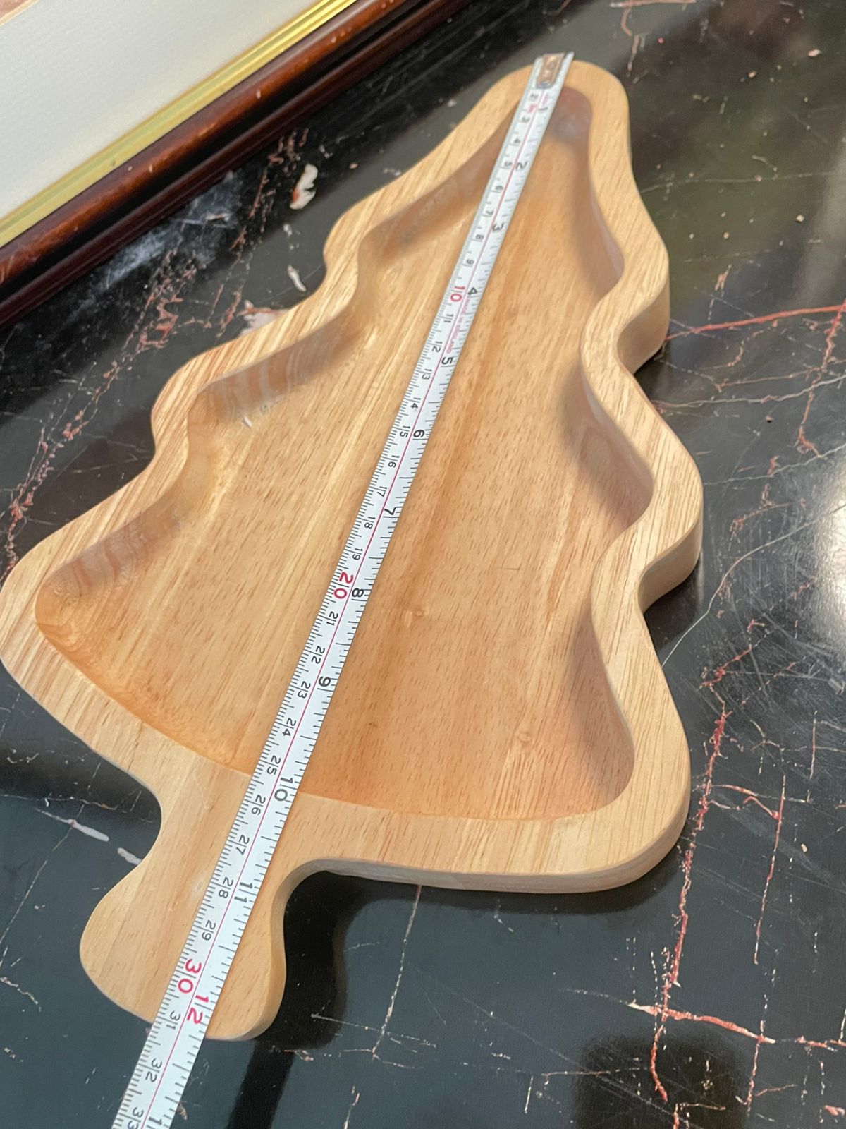 Wooden Christmas Tree Shaped Serving Tray – Natural Finish