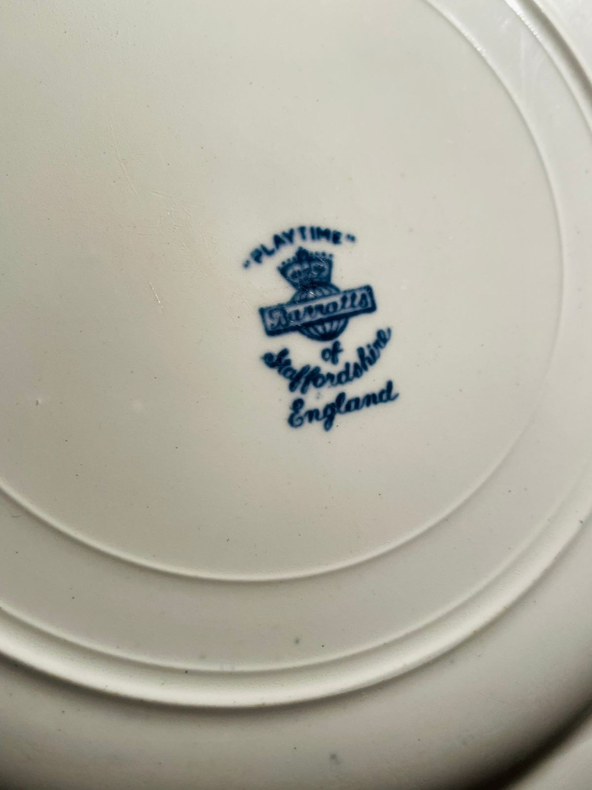 White & Blue “Avon Cottage” decor Plate – Staffordshire England