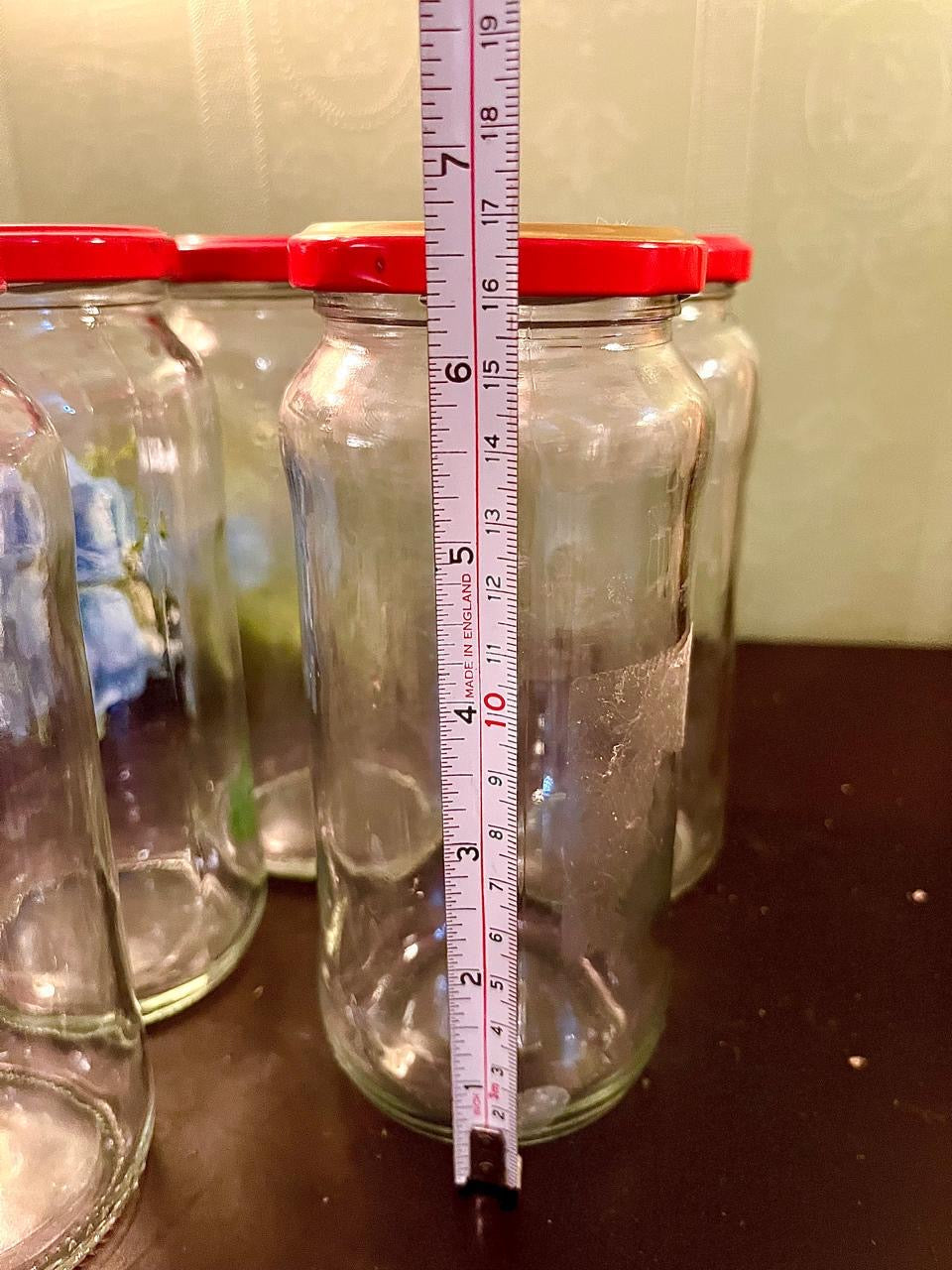Set of 5 Glass Storage Jars with Red Lids