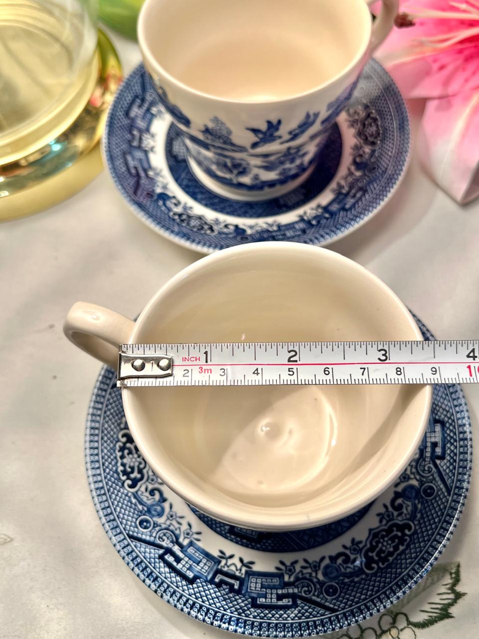 Churchill England Blue Scenic Cup & Saucer Set 4 Piece
