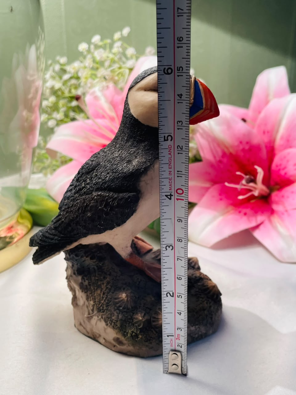 Puffin Bird Figurine on Rocky Base Approx. 15 cm