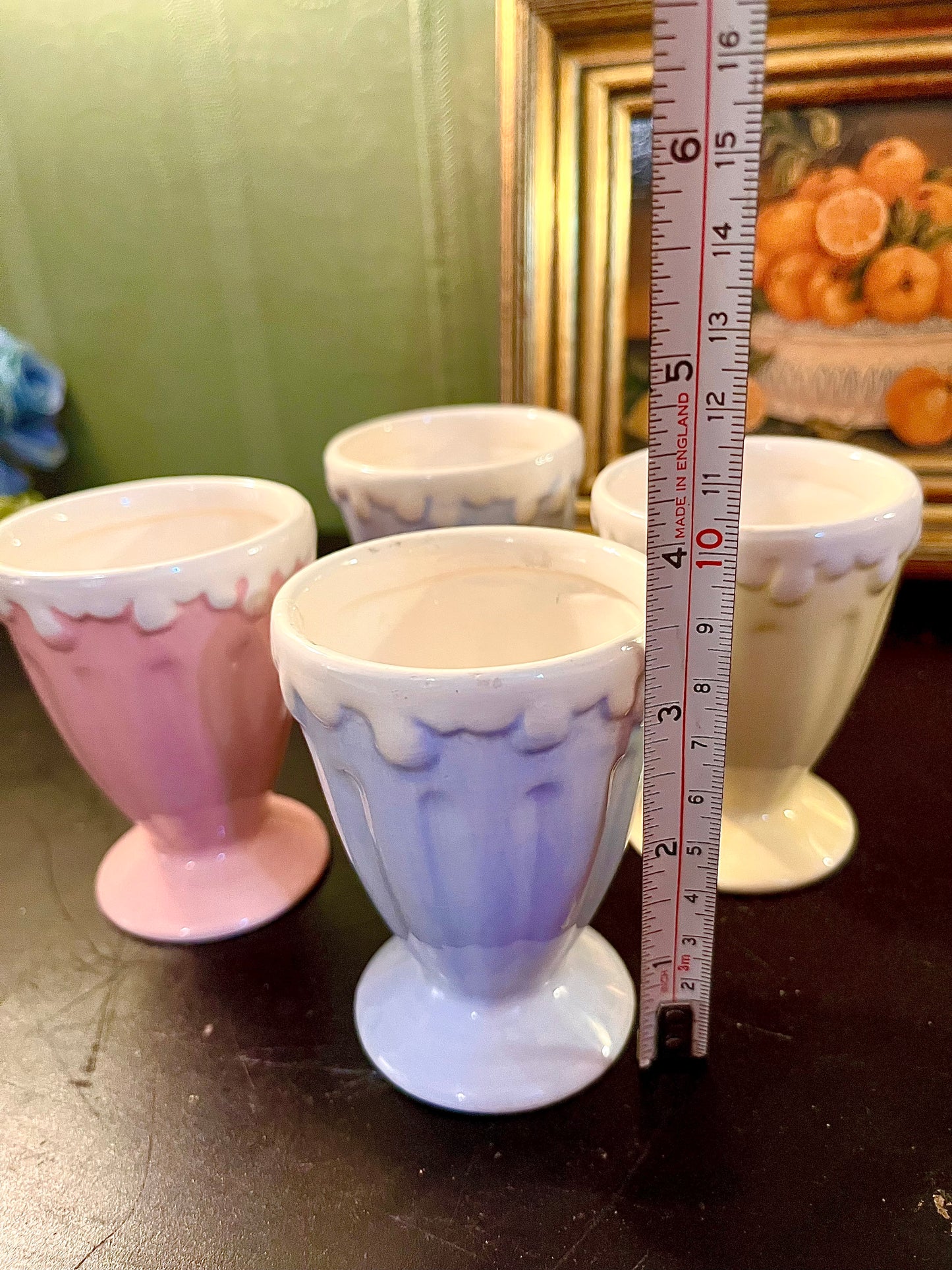 Vintage Pastel Ceramic Sundae Cups Set of 4 – 4 Inch