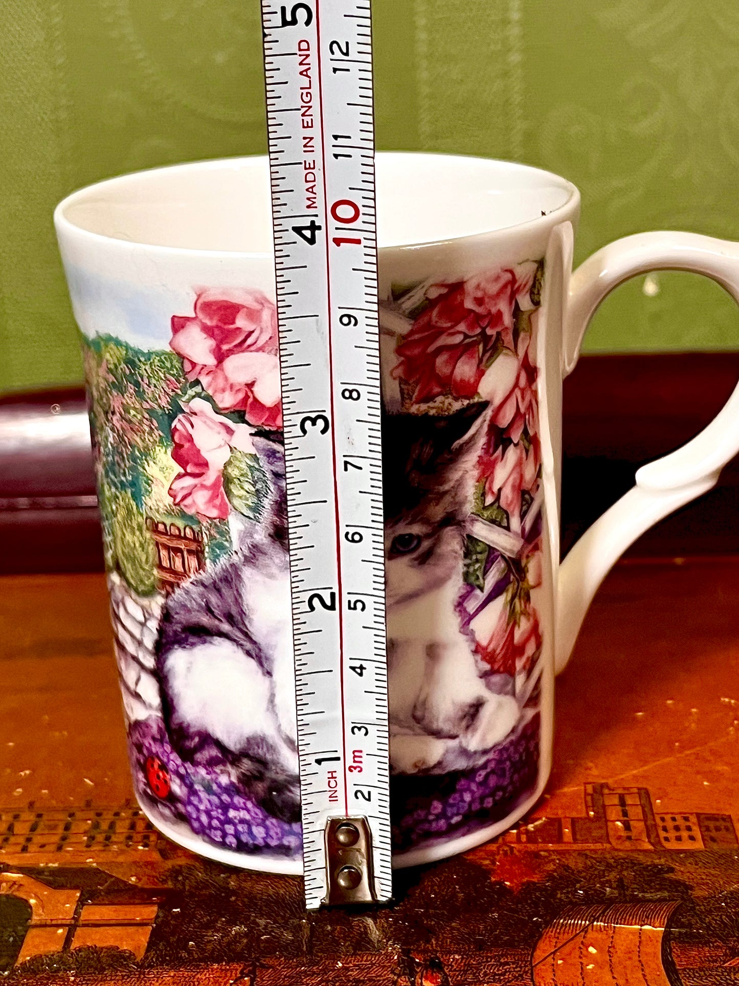 Kingsbury Fine Bone China Kitten & Roses Mug – Made in England 10cm