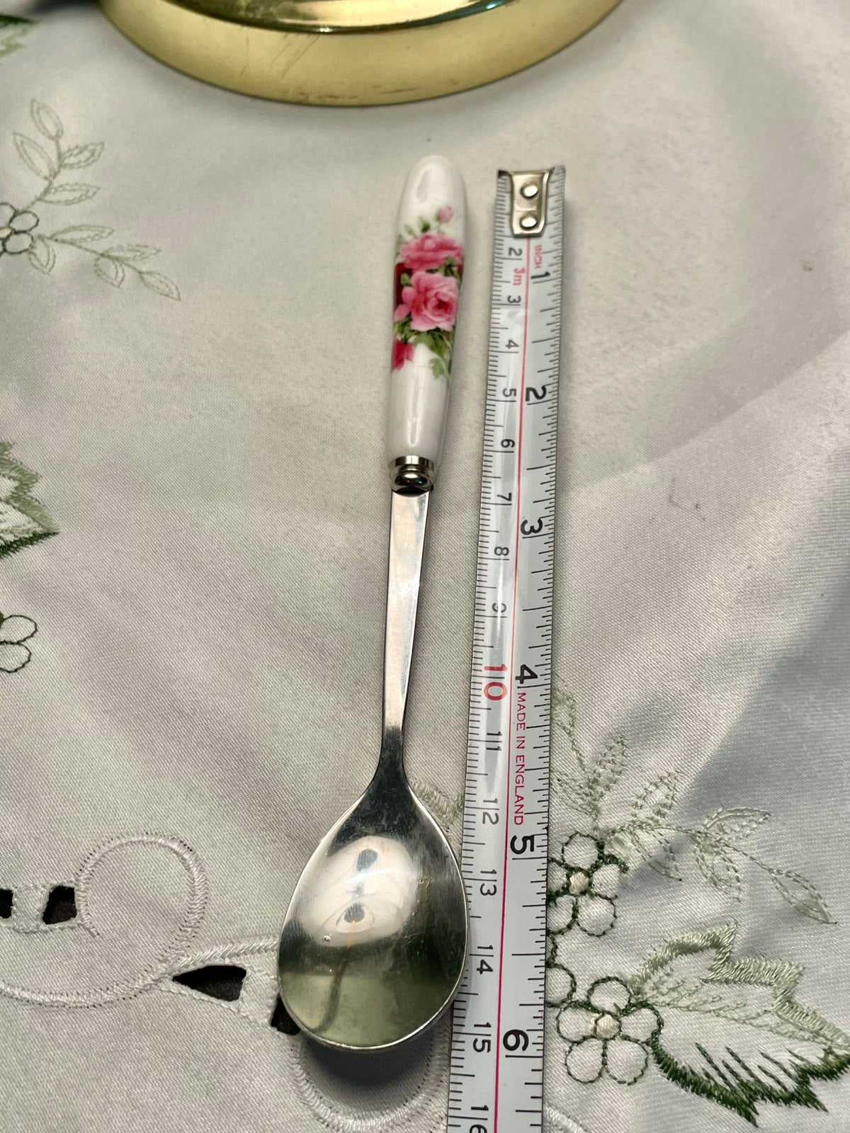 Pink Rose Ceramic Handle Serving Spoon 15 cm