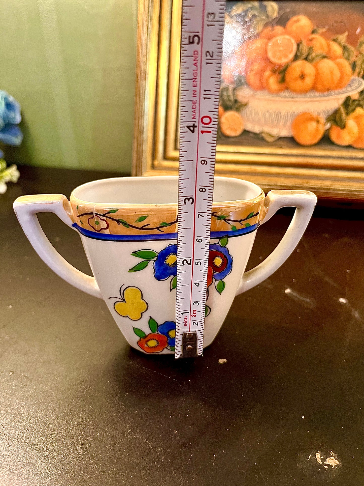 Small Two-Handle Floral Ceramic Sugar Bowl – Decorative Cup