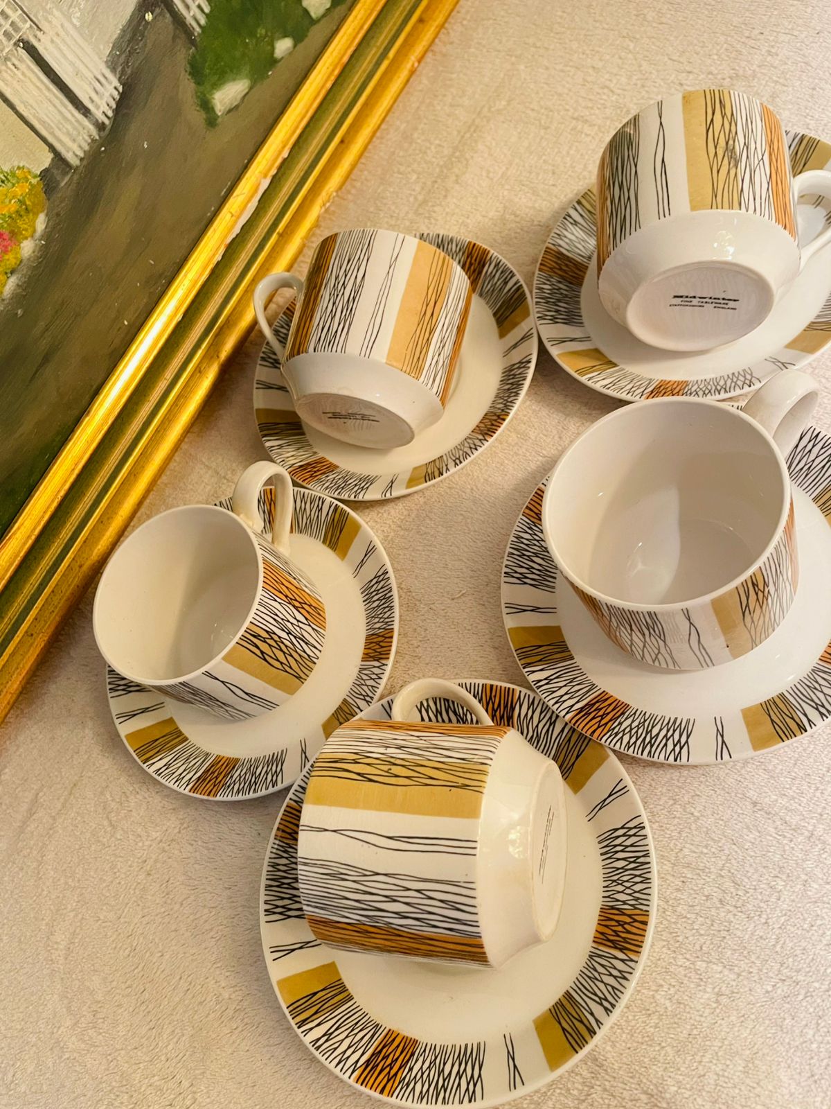Vintage Set of 5 Coffee Cup Saucers, England