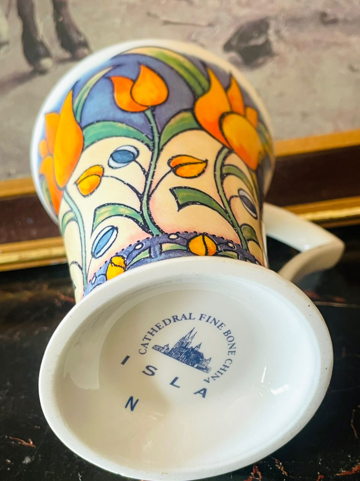 Cathedral Fine Bone China “Island” Mug – Bold Art Nouveau Tulip Design