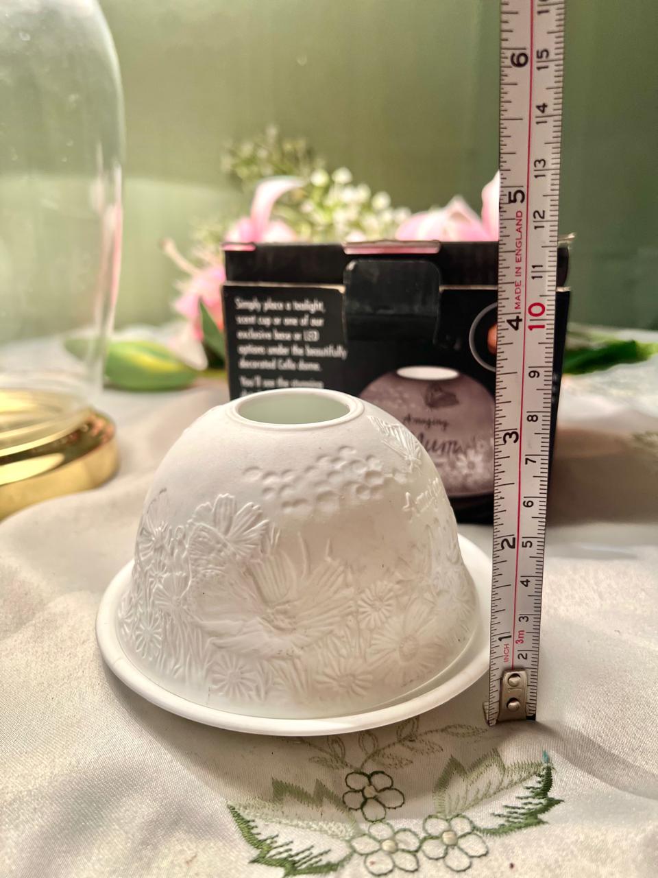 White Floral Butterfly Candle Holder – Approx. 3.5 Inch