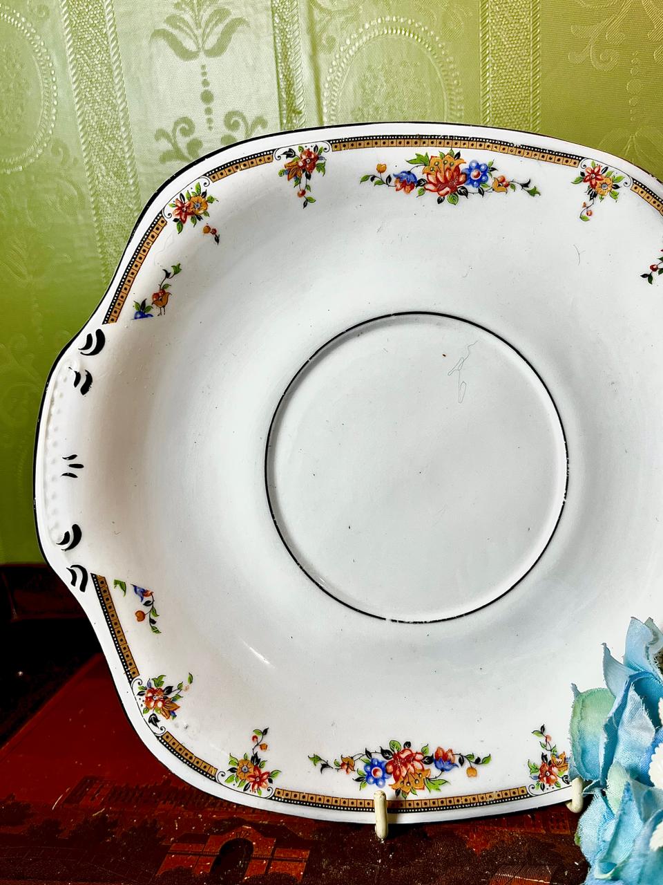 Vintage C.W.S. Windsor China Floral Square Serving Plate Approx. 8.5 Inch