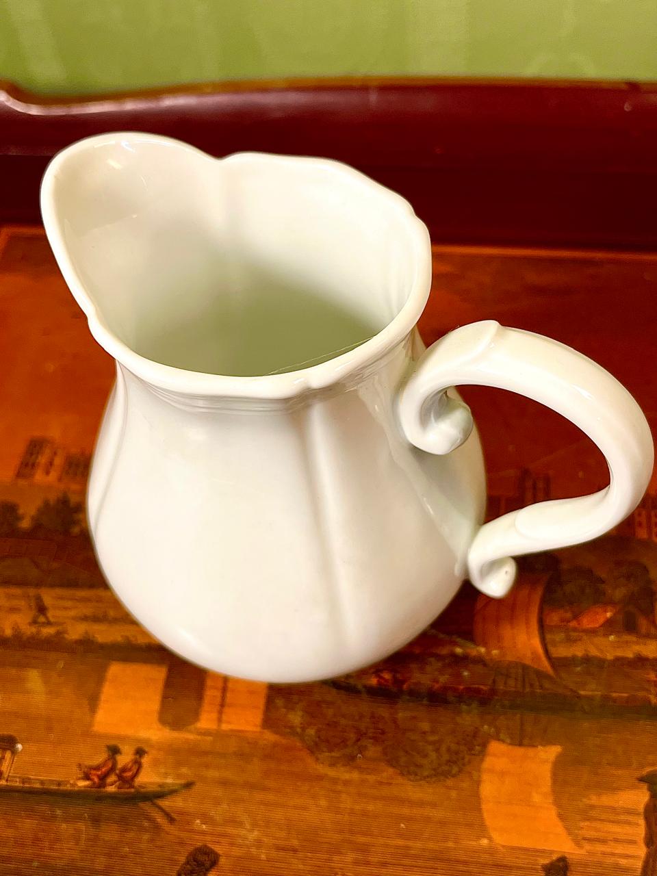 Vintage White Ceramic Creamer Jug | 5 Inch Milk Pitcher