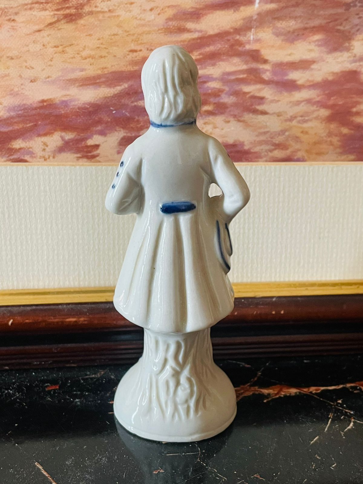 Antique German Porcelain Blue & White Man Figurine Blue Pottery Home Decor