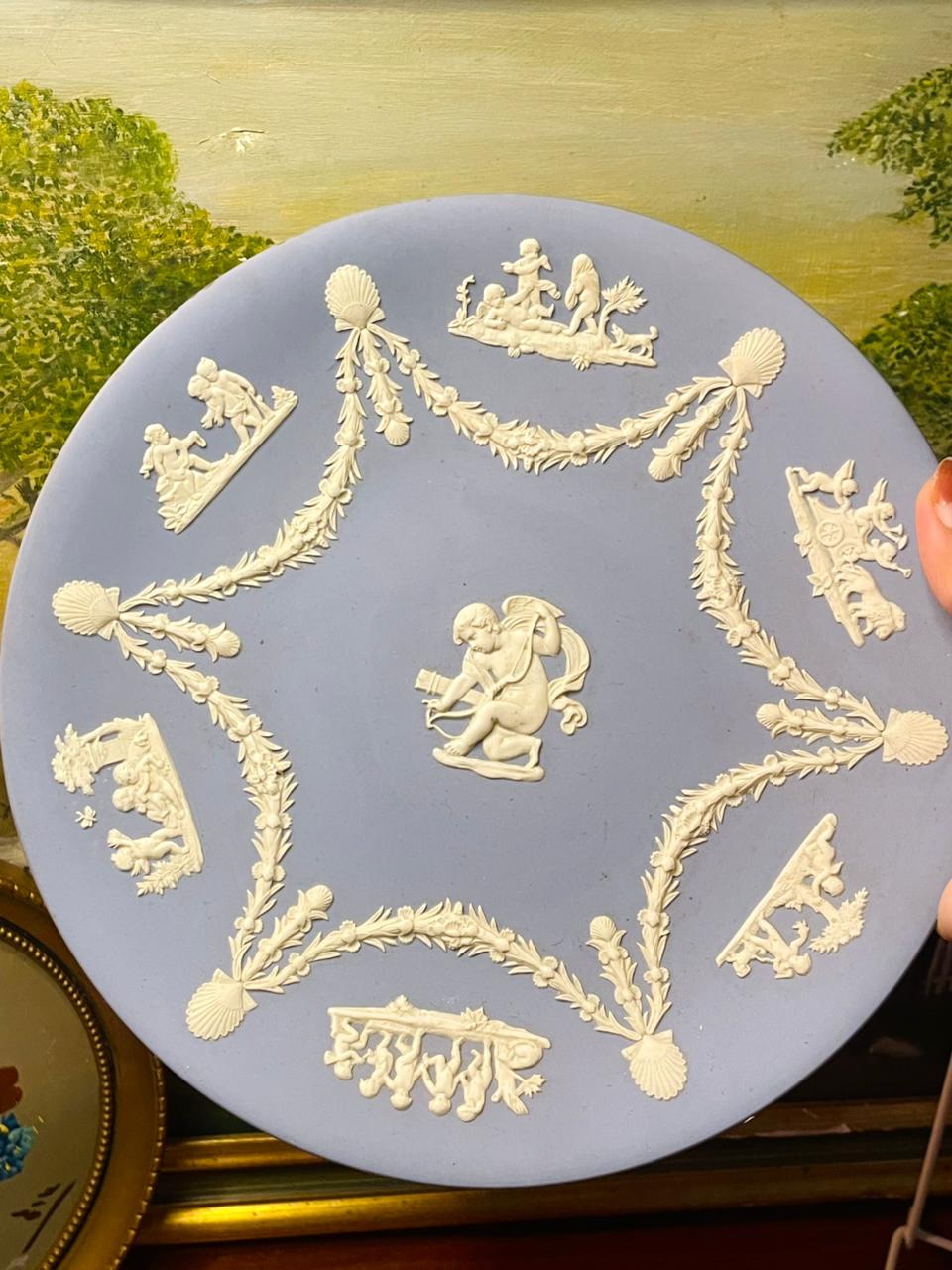 Rare Find Wedgwood Jasperware Blue Decor Plate | England
