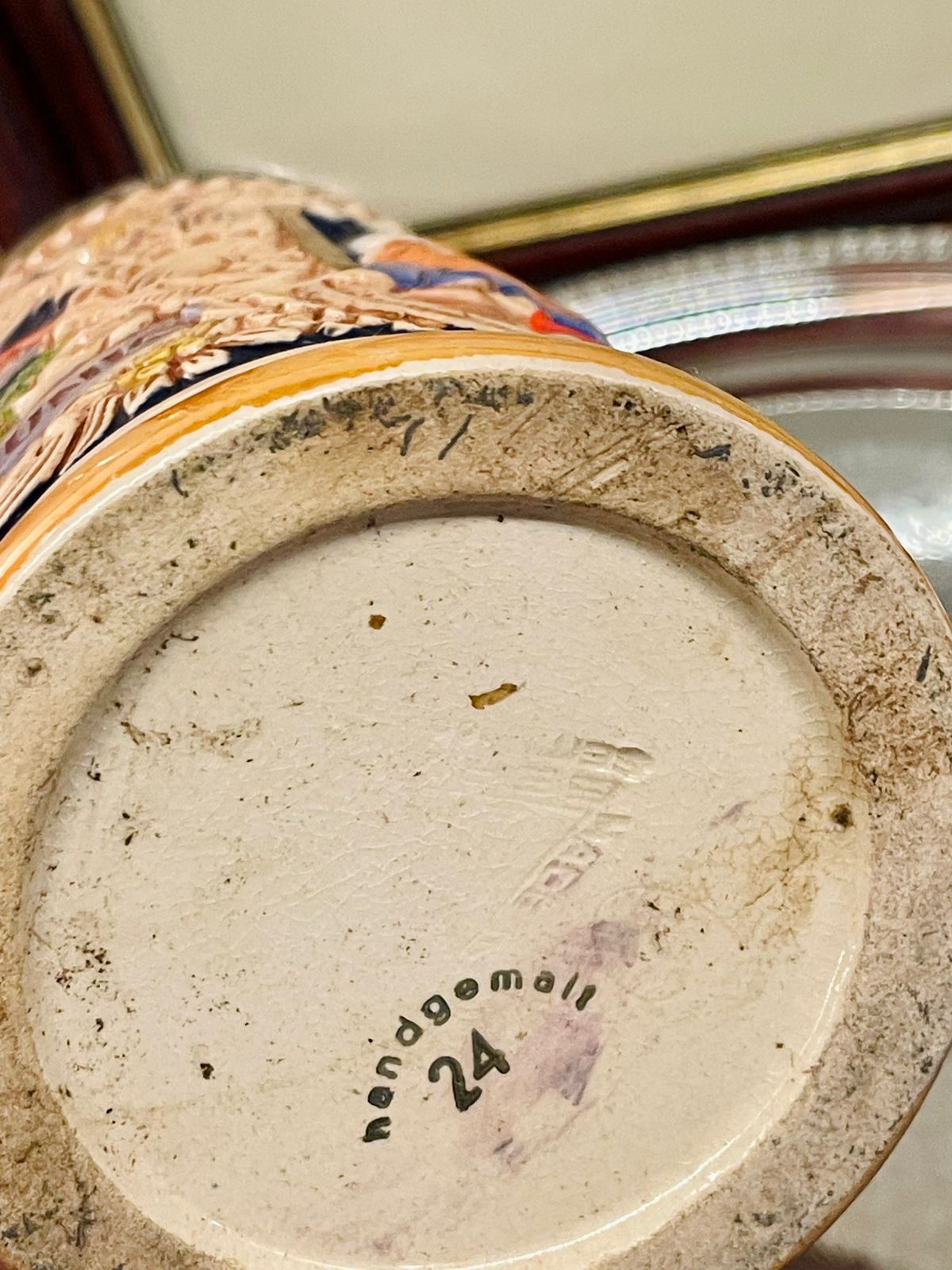 Vintage German Mug with Pewter Lid – Embossed Design