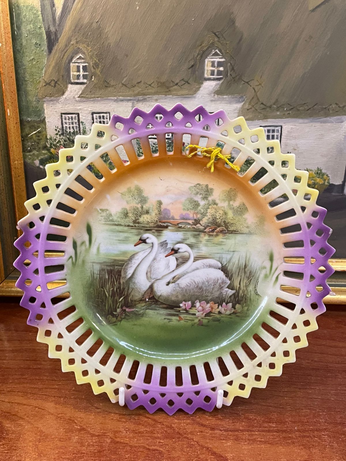 Victorian Decorative Plate | Cutwork | 8" | Love Swans | England