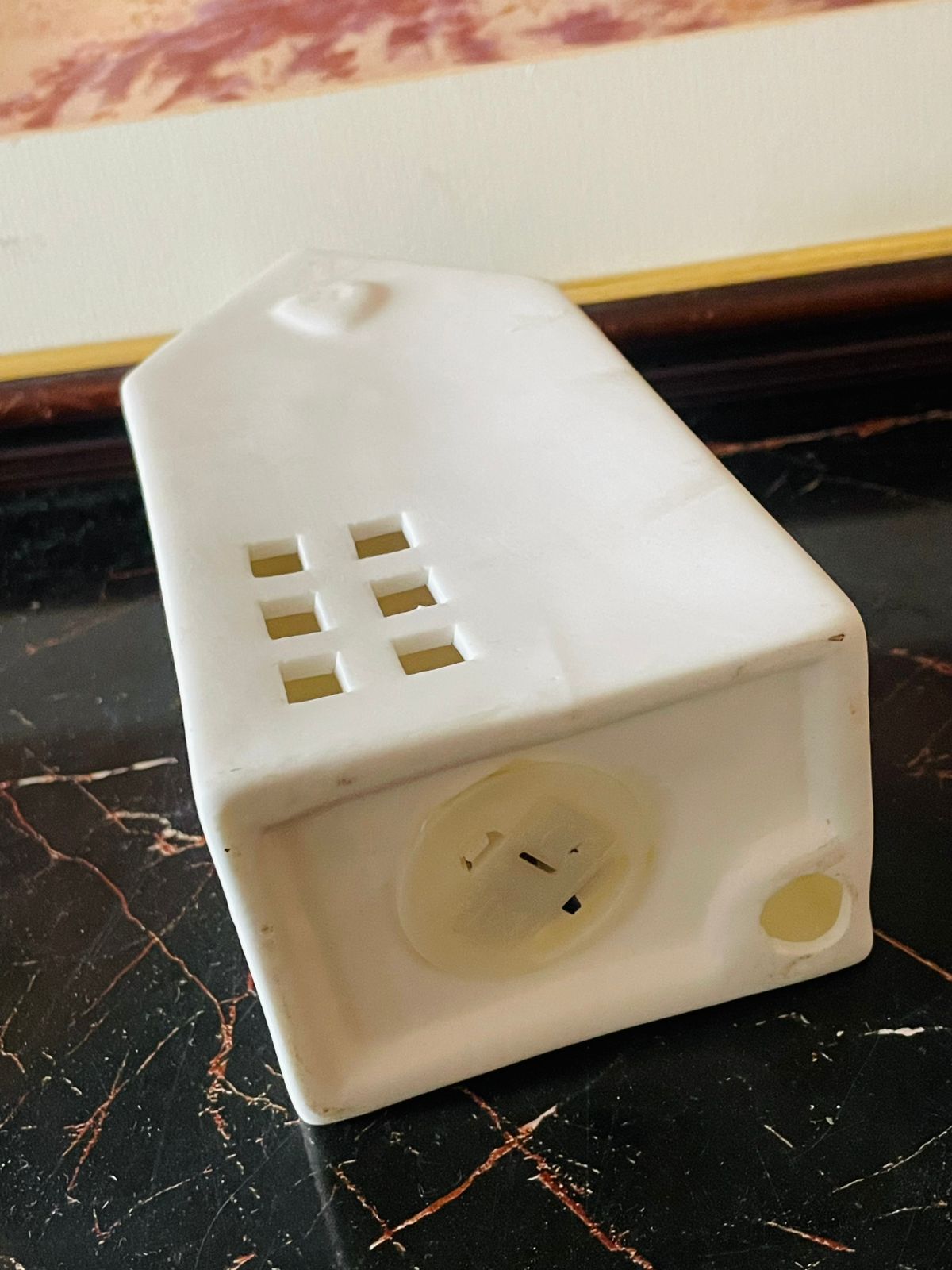 White Ceramic House Tealight Holder – Heart Window Design (England)Home Decor