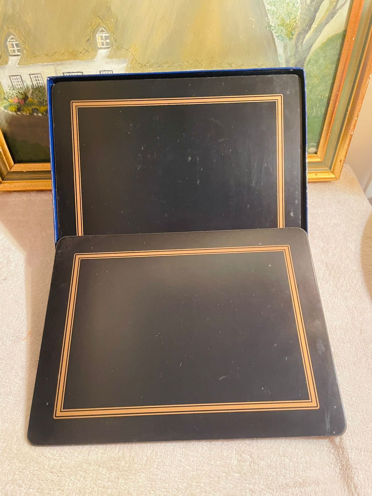 Pimpernel Classic Midnight Blue Placemats – Set of 6 with 4 Matching Coasters