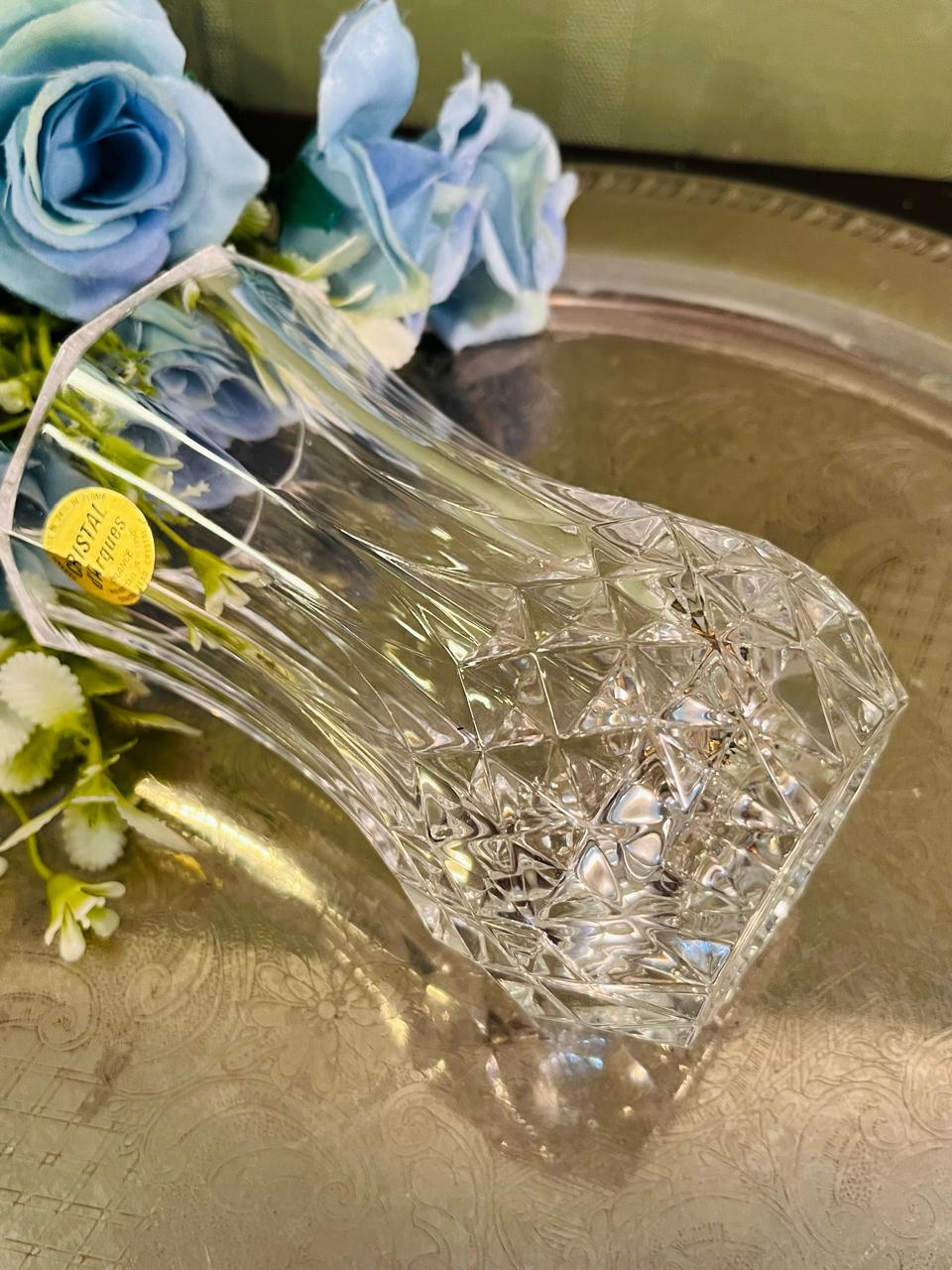 Vintage Royal Crystal Bud Vase 13 cm Diamond Cut Design